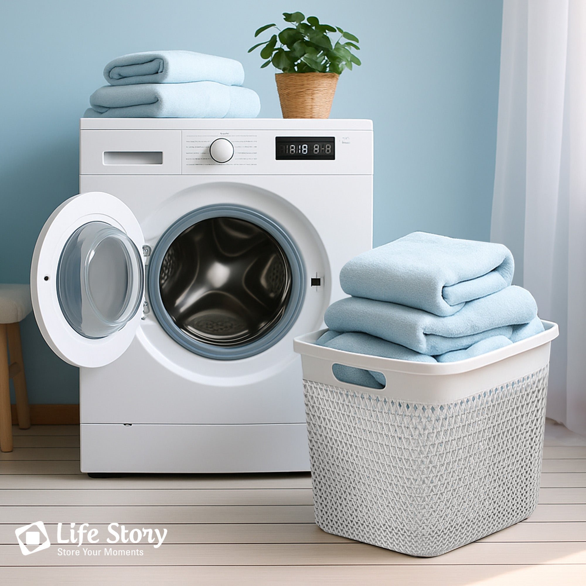 Life Story 26 Qt Decorative Storage Basket, Extra Large Plastic Home Organizer - VMInnovations