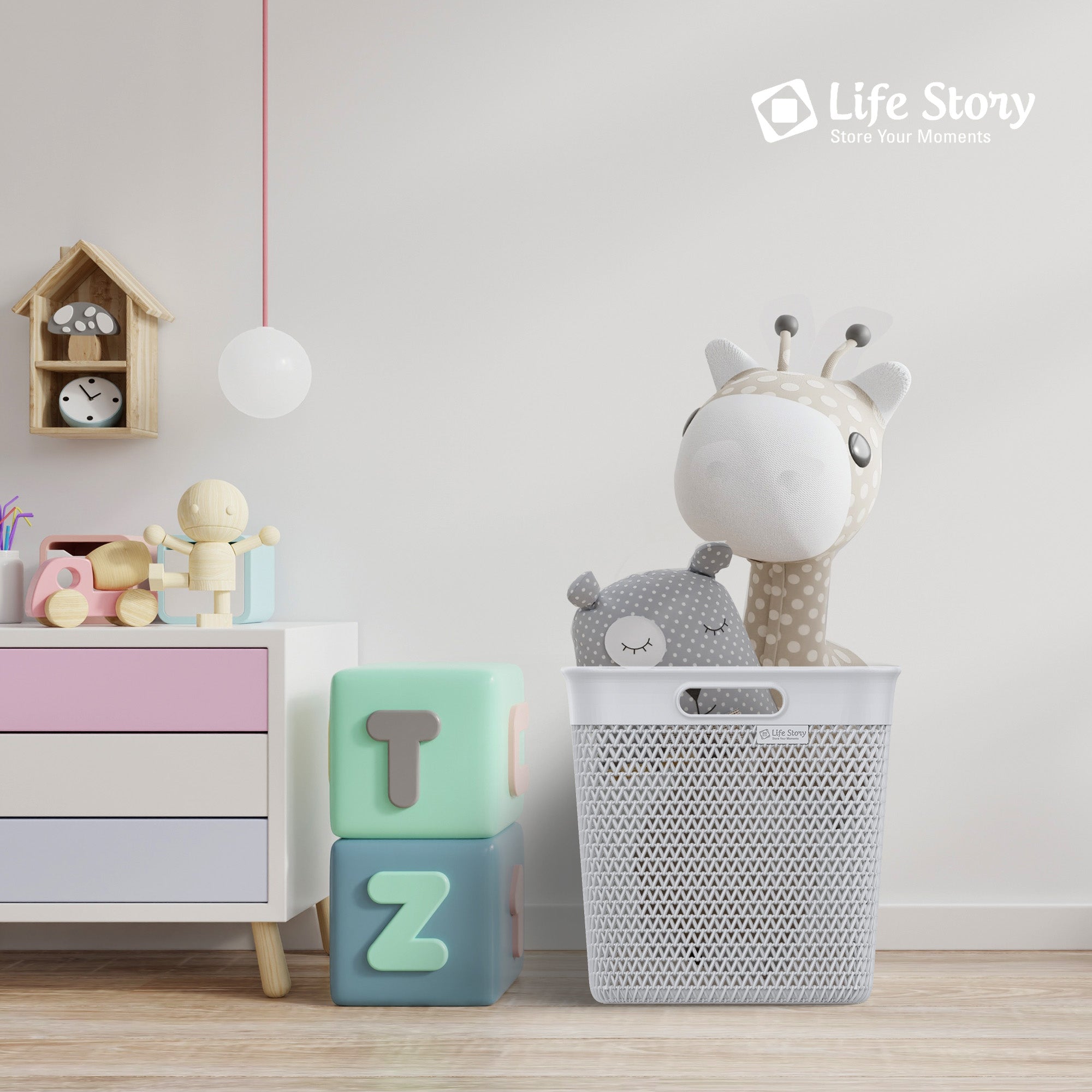 Life Story 26 Qt Decorative Storage Basket, Extra Large Plastic Home Organizer - VMInnovations