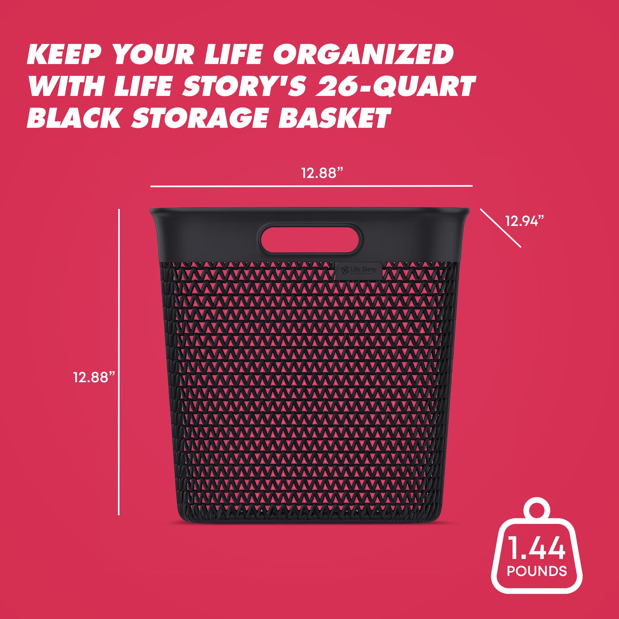 Life Story 26 Qt Decorative Storage Basket, Extra Large Plastic Home Organizer - VMInnovations