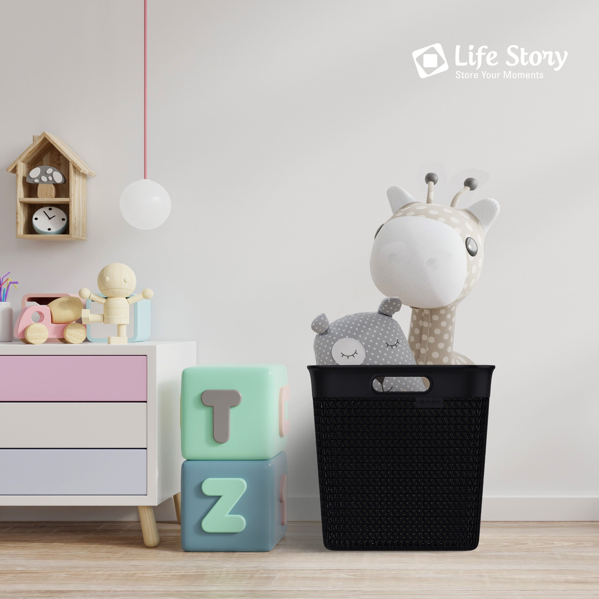 Life Story 26 Qt Decorative Storage Basket, Extra Large Plastic Home Organizer - VMInnovations