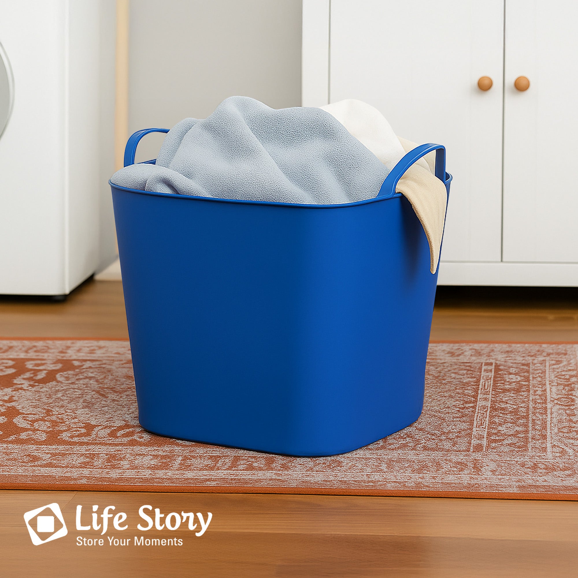 Life Story 26 Quart Flexi Tub, Versatile Storage Tote, Home Organizer, Blue - VMInnovations