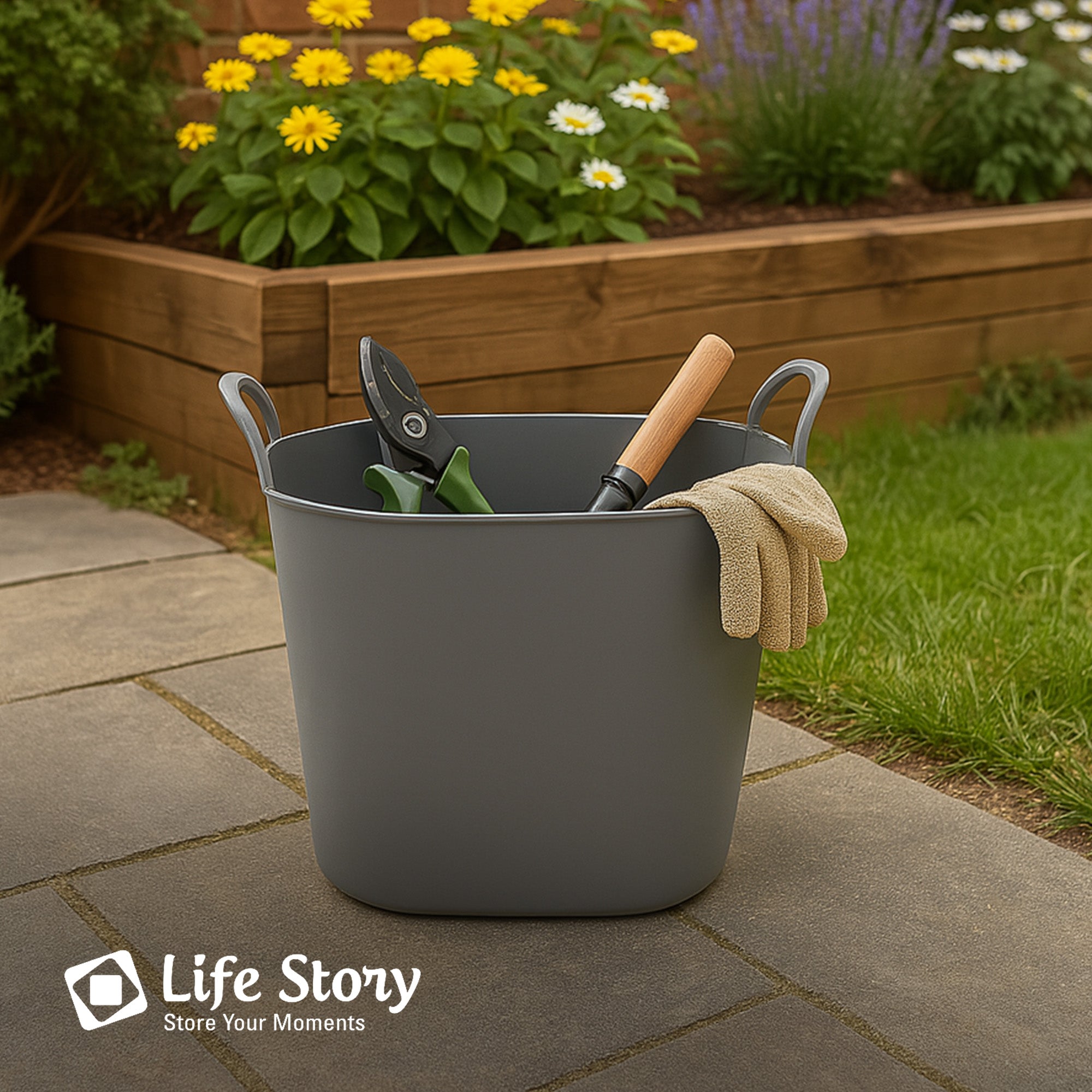 Life Story 26 Quart Flexi Tub, Versatile Storage Tote, Home Organizer, Gray - VMInnovations