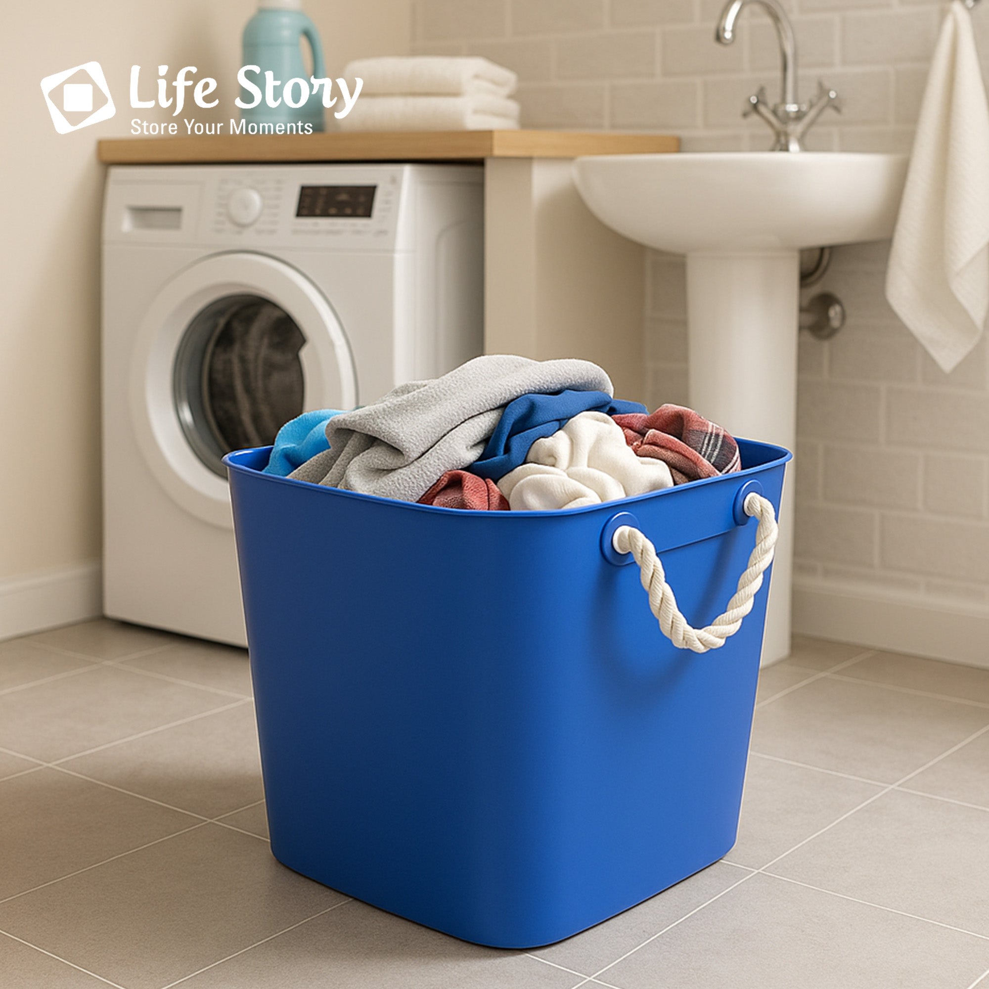 Life Story 42 Quart Flexi Tub, Versatile Storage Tote, Home Organizer, Blue - VMInnovations