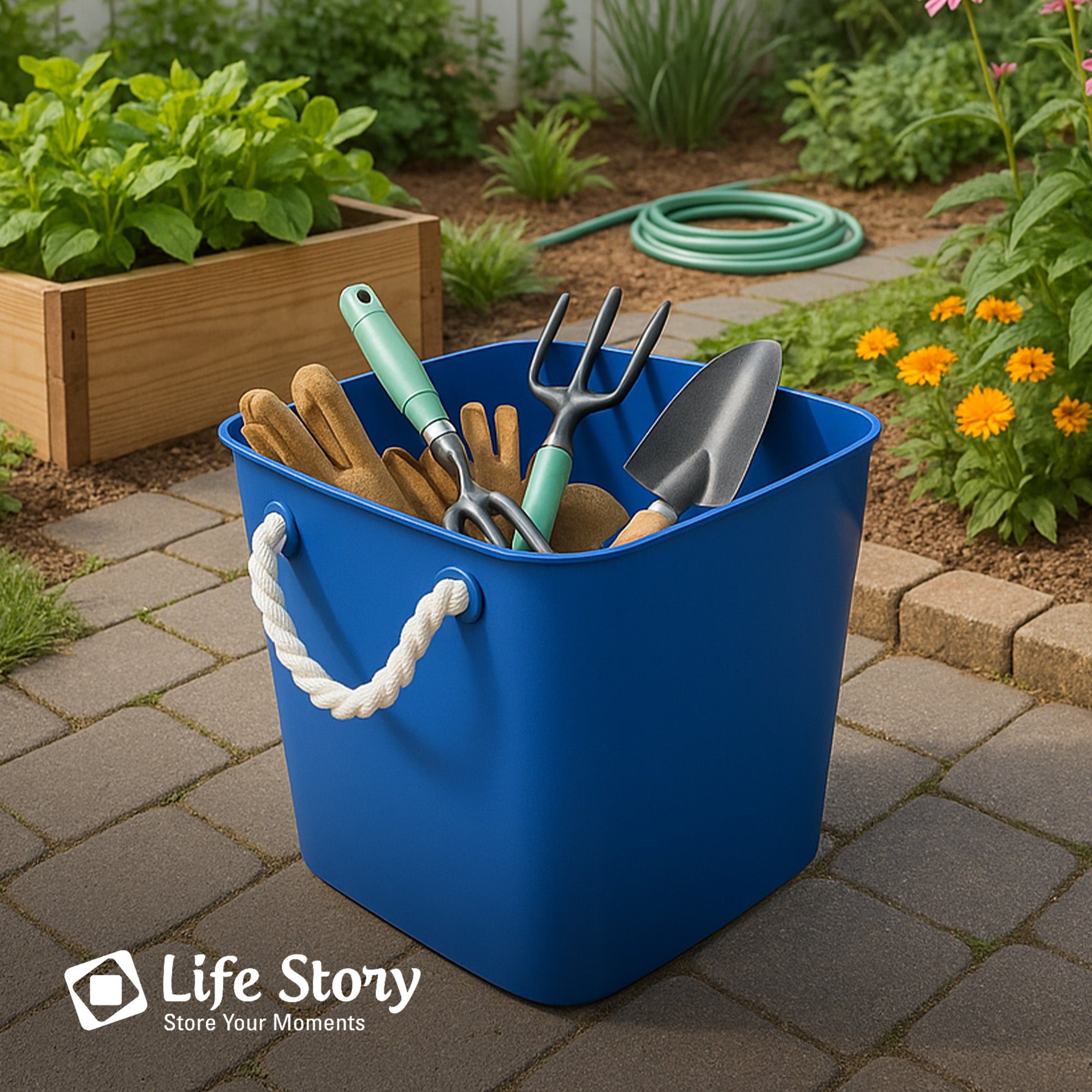 Life Story 42 Quart Flexi Tub, Versatile Storage Tote, Home Organizer, Blue - VMInnovations