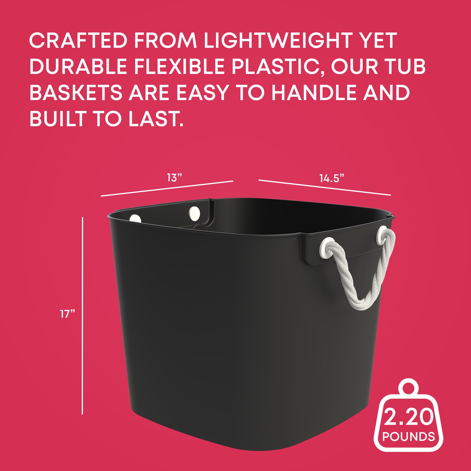 Life Story 42 Quart Flexi Tub, Versatile Storage Tote, Home Organizer, Black - VMInnovations