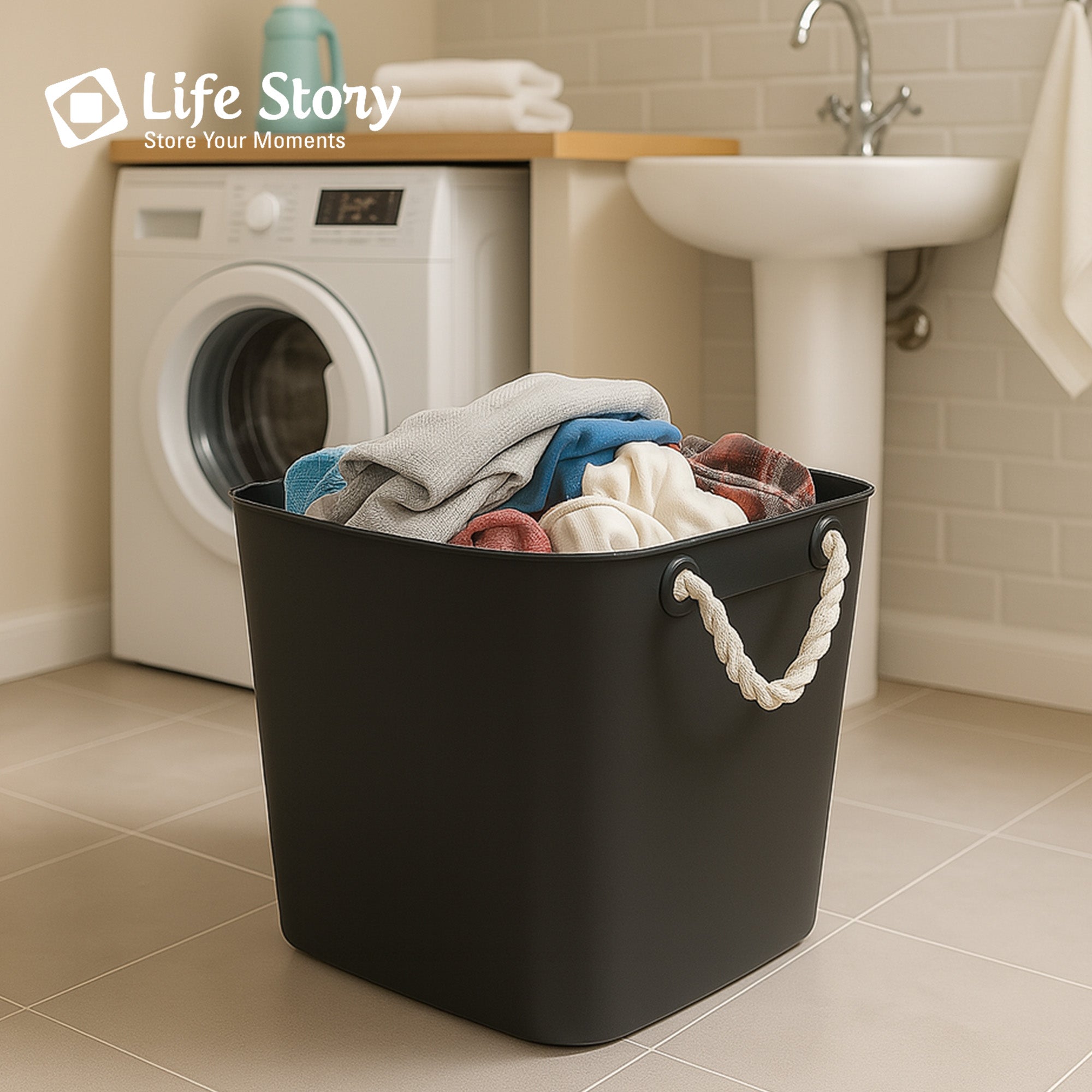 Life Story 42 Quart Flexi Tub, Versatile Storage Tote, Home Organizer, Black - VMInnovations