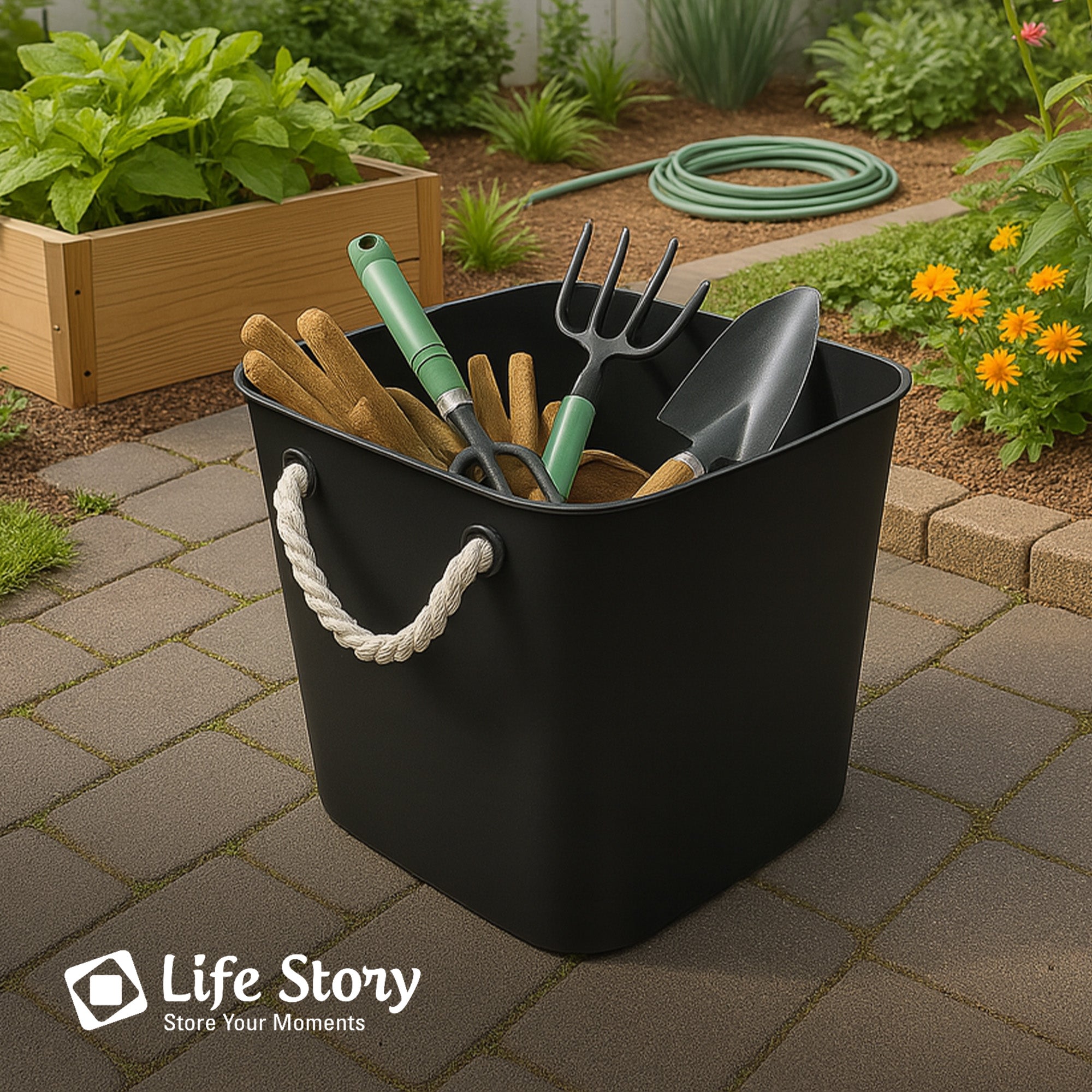 Life Story 42 Quart Flexi Tub, Versatile Storage Tote, Home Organizer, Black - VMInnovations