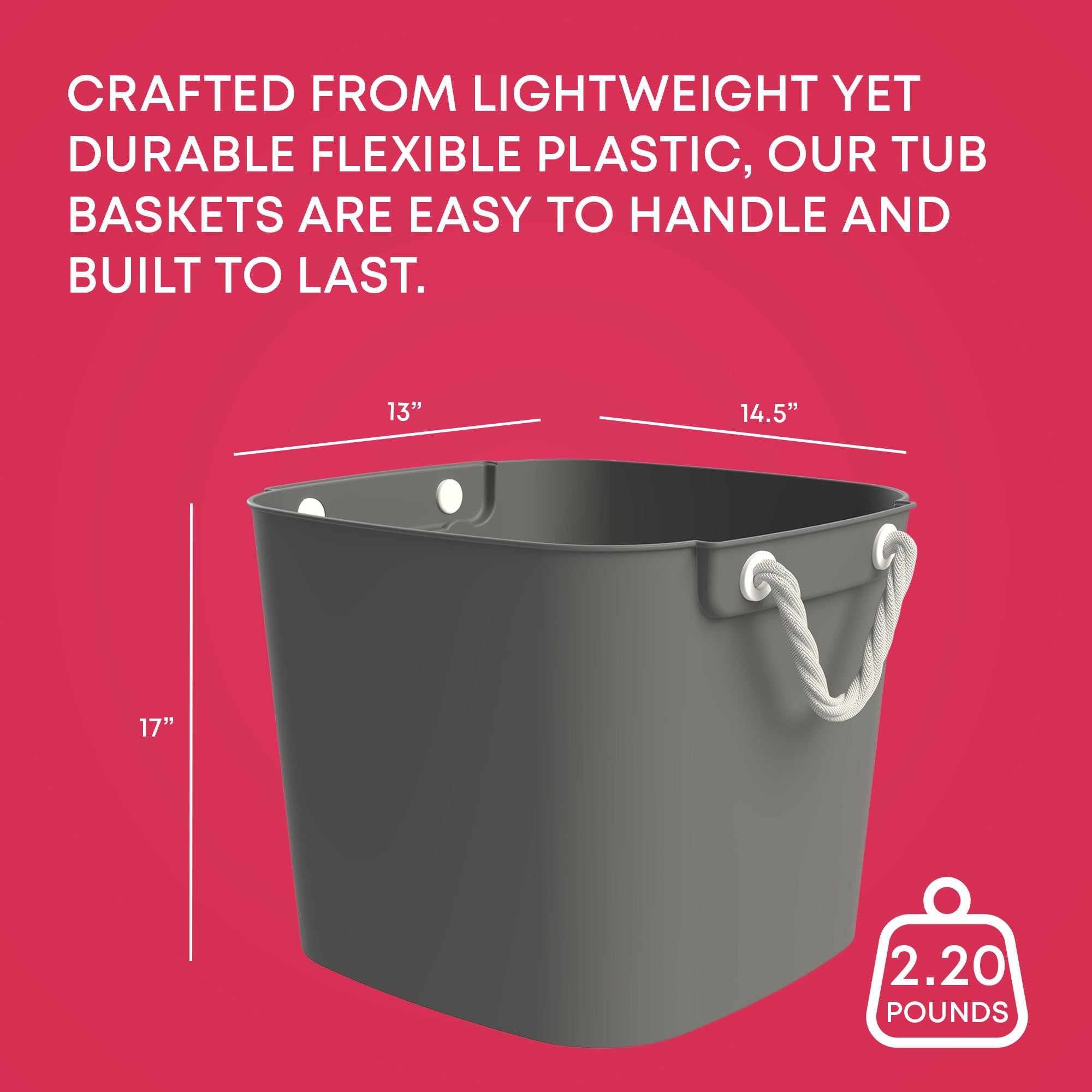Life Story 42 Quart Flexi Tub, Versatile Storage Tote, Home Organizer, Gray - VMInnovations