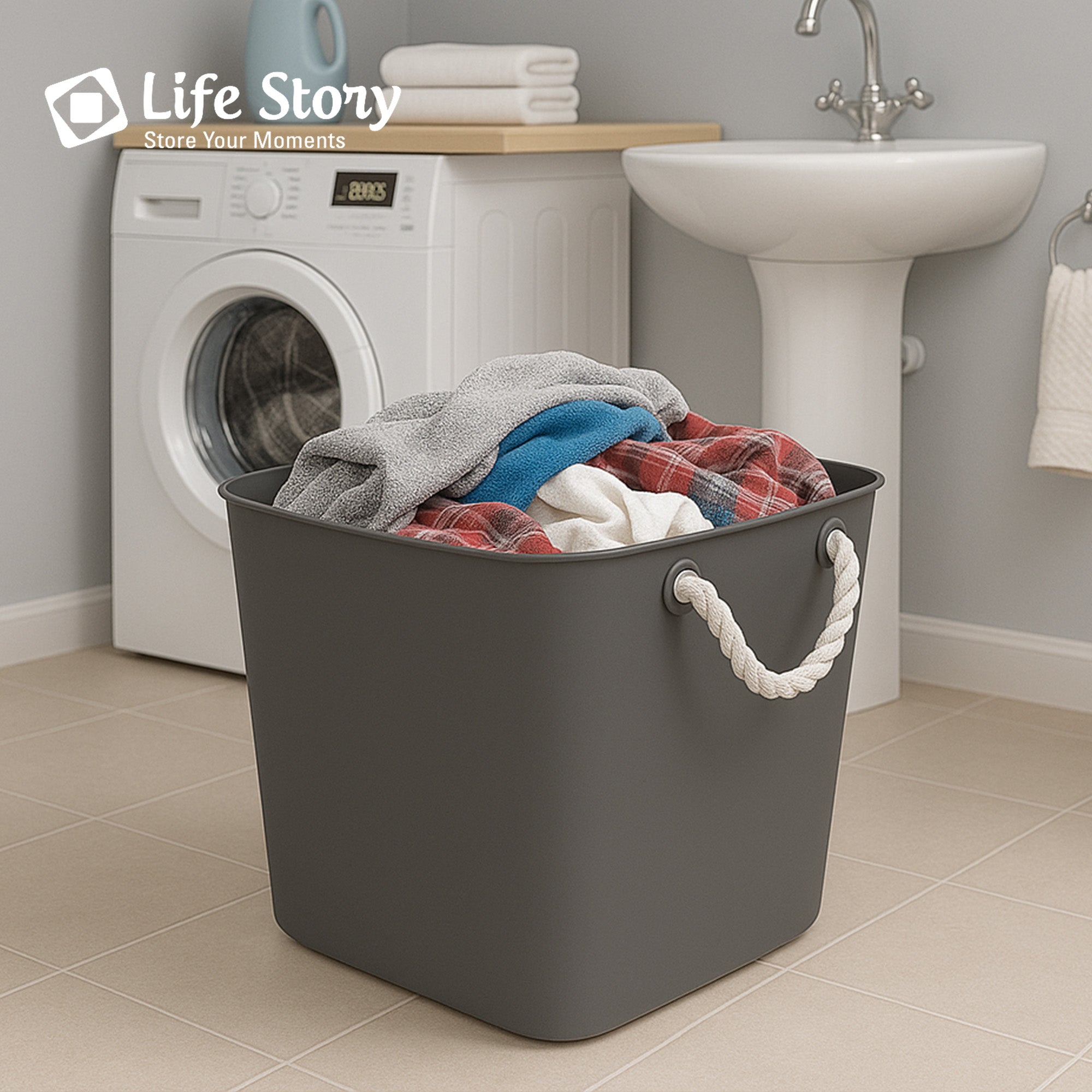 Life Story 42 Quart Flexi Tub, Versatile Storage Tote, Home Organizer, Gray - VMInnovations
