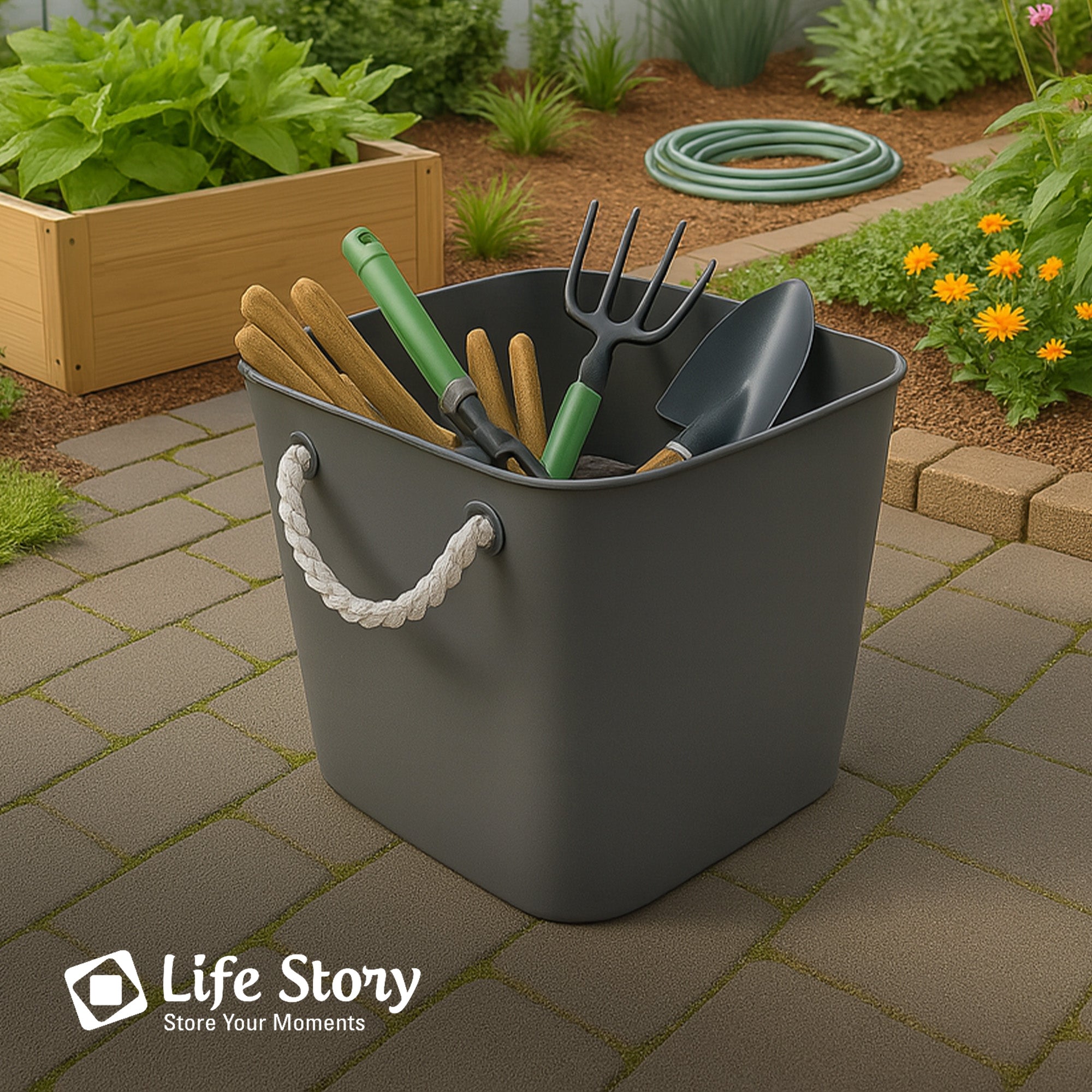 Life Story 42 Quart Flexi Tub, Versatile Storage Tote, Home Organizer, Gray - VMInnovations
