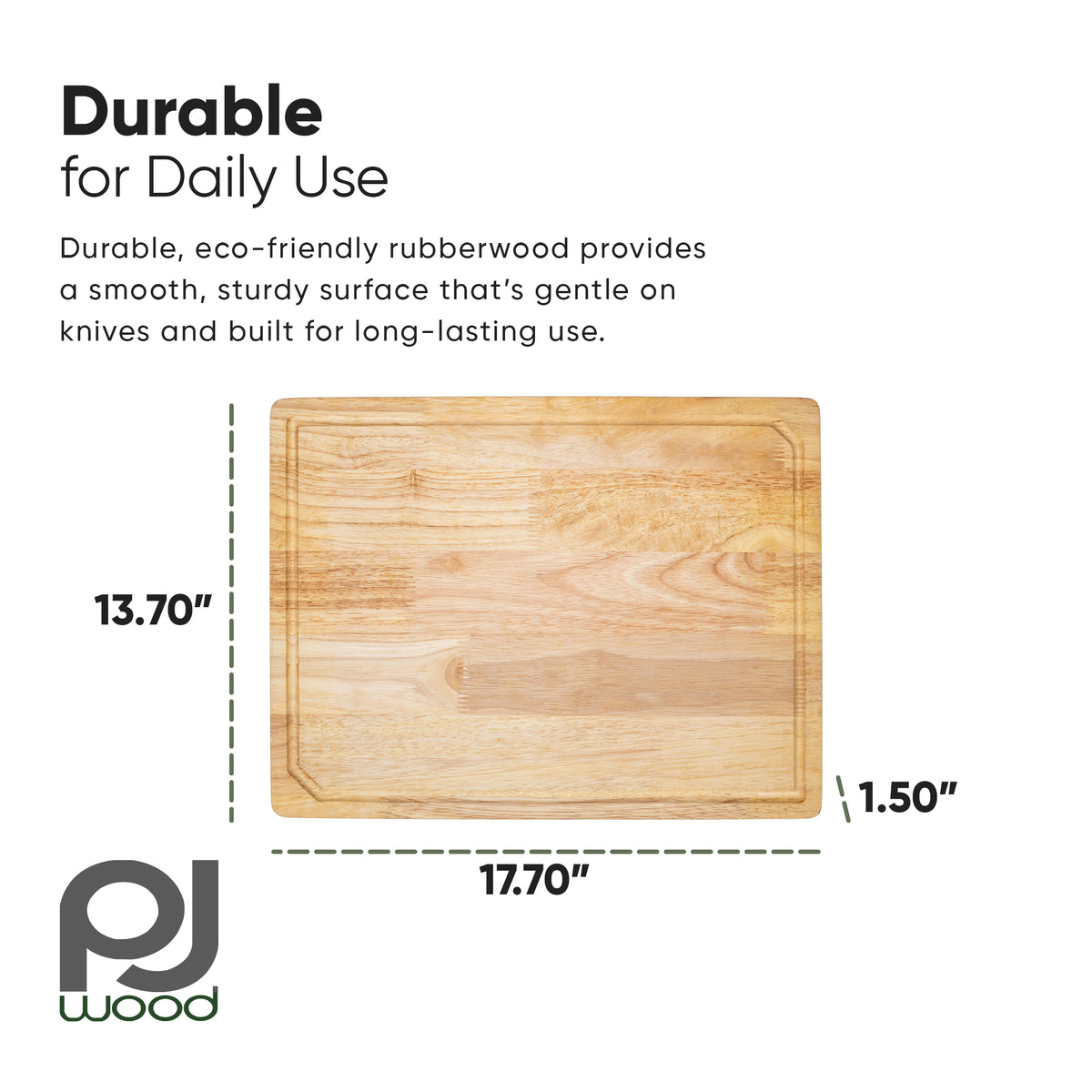 PJ Wood Rubberwood 14" x 18" Chopping Board (Open Box)
