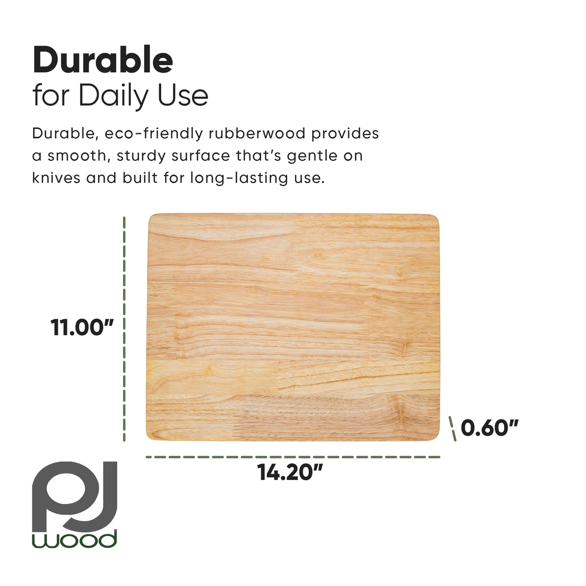 PJ Wood Rubberwood 11" x 14" Chopping Board for Cutting Fish & Vegetables (Used)