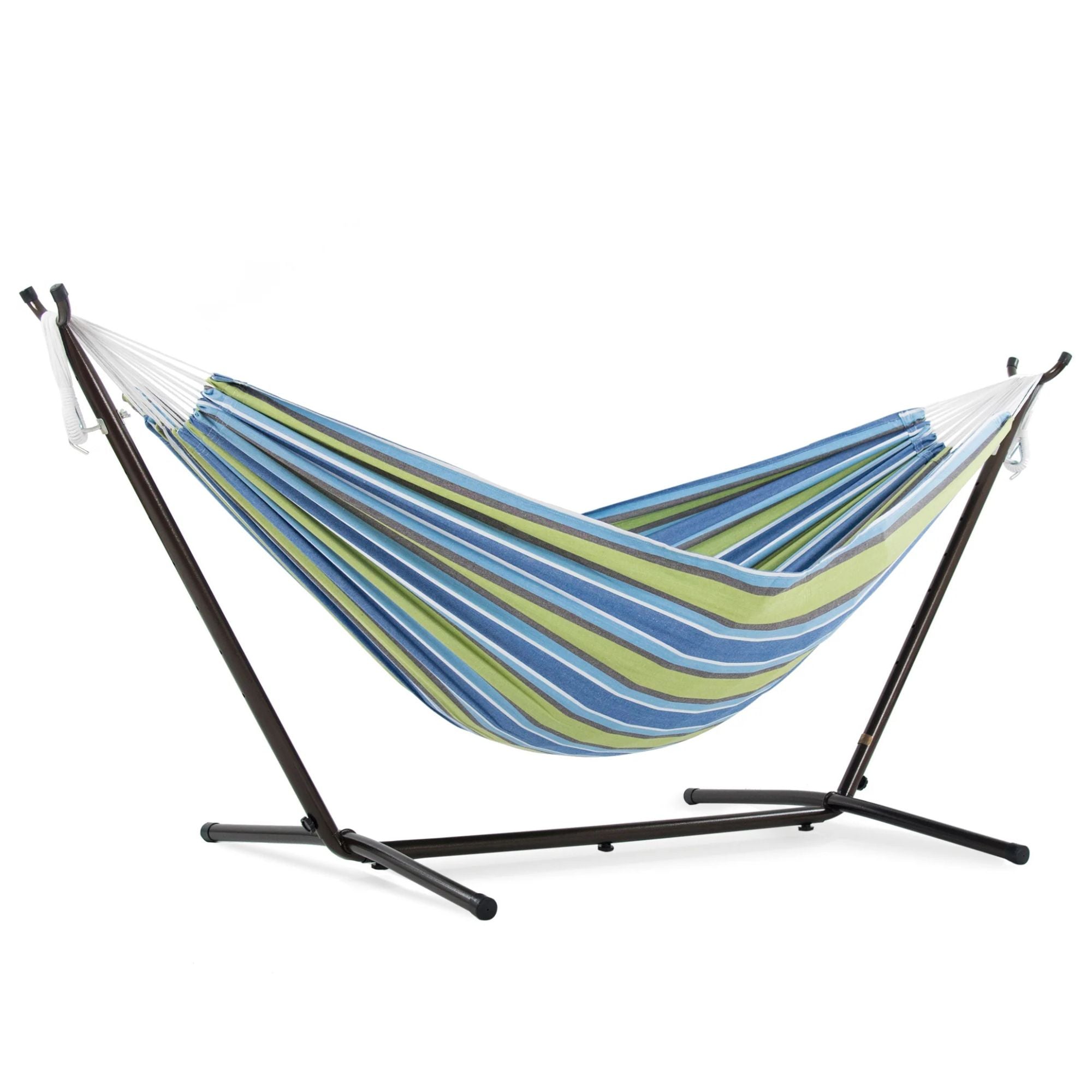 Vivere Double Cotton Hammock, Comfortable Daybed with Steel Stand, 9', Oasis - VMInnovations