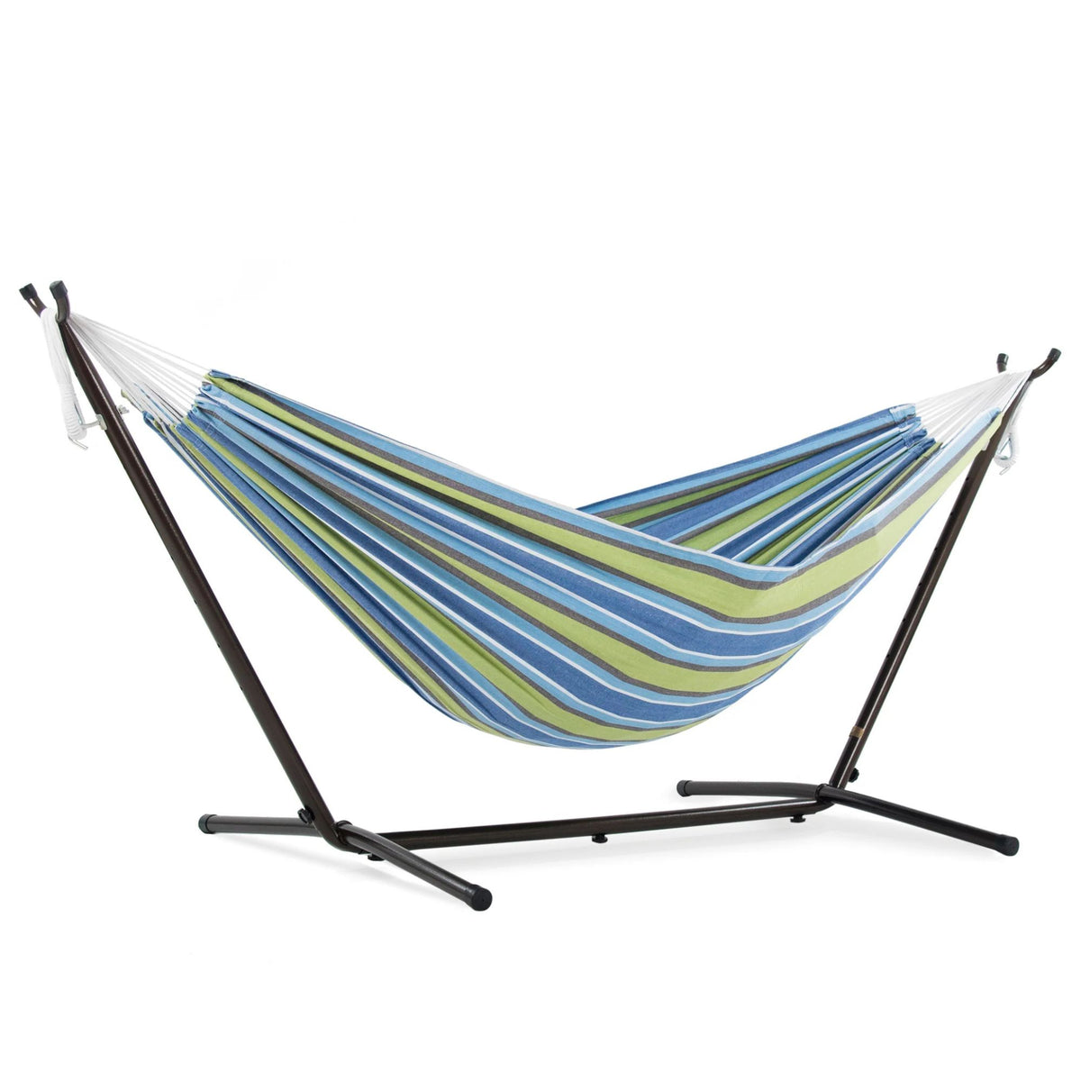 Vivere Double Cotton Hammock, Comfortable Daybed with Steel Stand (Open Box) - VMInnovations