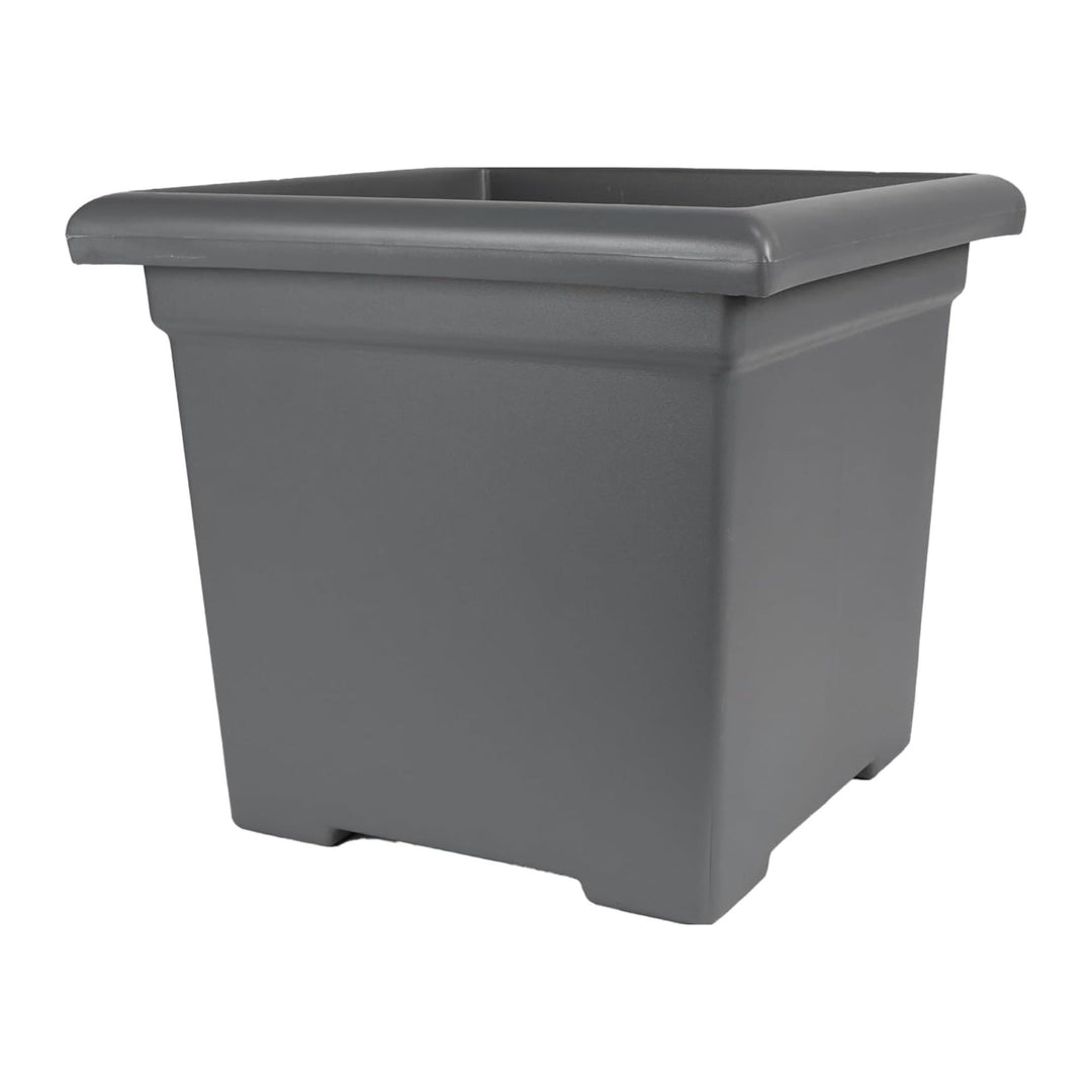 The HC Companies Accent Square Plastic Plant Pot with Drainage, 15.5", Warm Gray - VMInnovations
