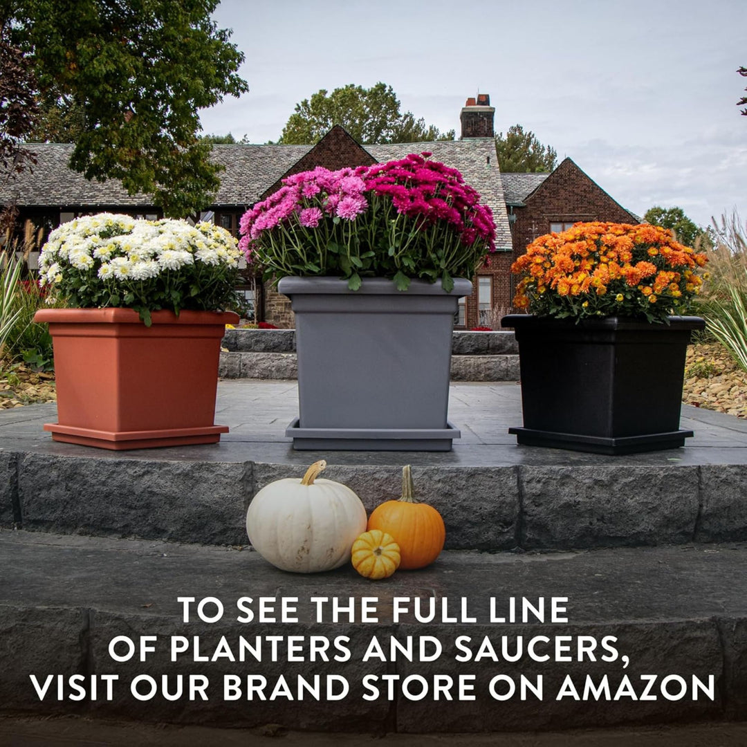 The HC Companies Accent Square Plastic Plant Pot with Drainage, 15.5", Warm Gray - VMInnovations