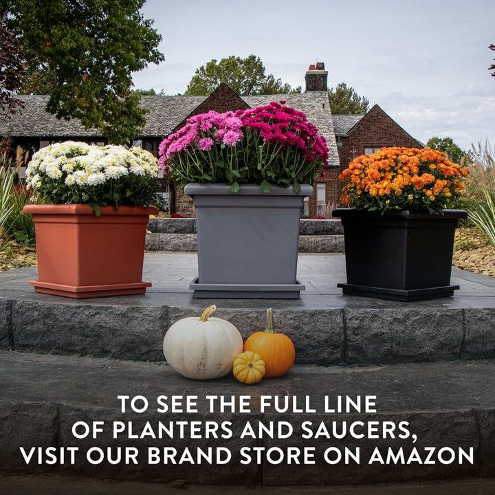 The HC Companies Accent Square Plastic Plant Pot with Drainage, 15.5", Warm Gray - VMInnovations