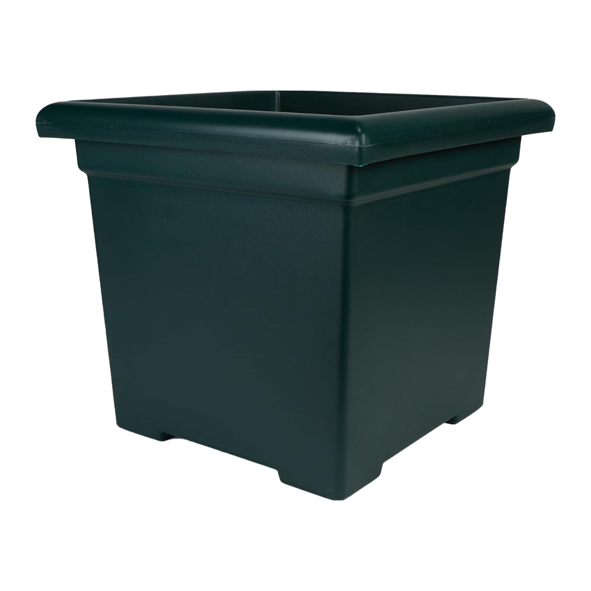 The HC Companies Accent Square Plastic Plant Pot with Drainage, 15.5", Evergreen - VMInnovations