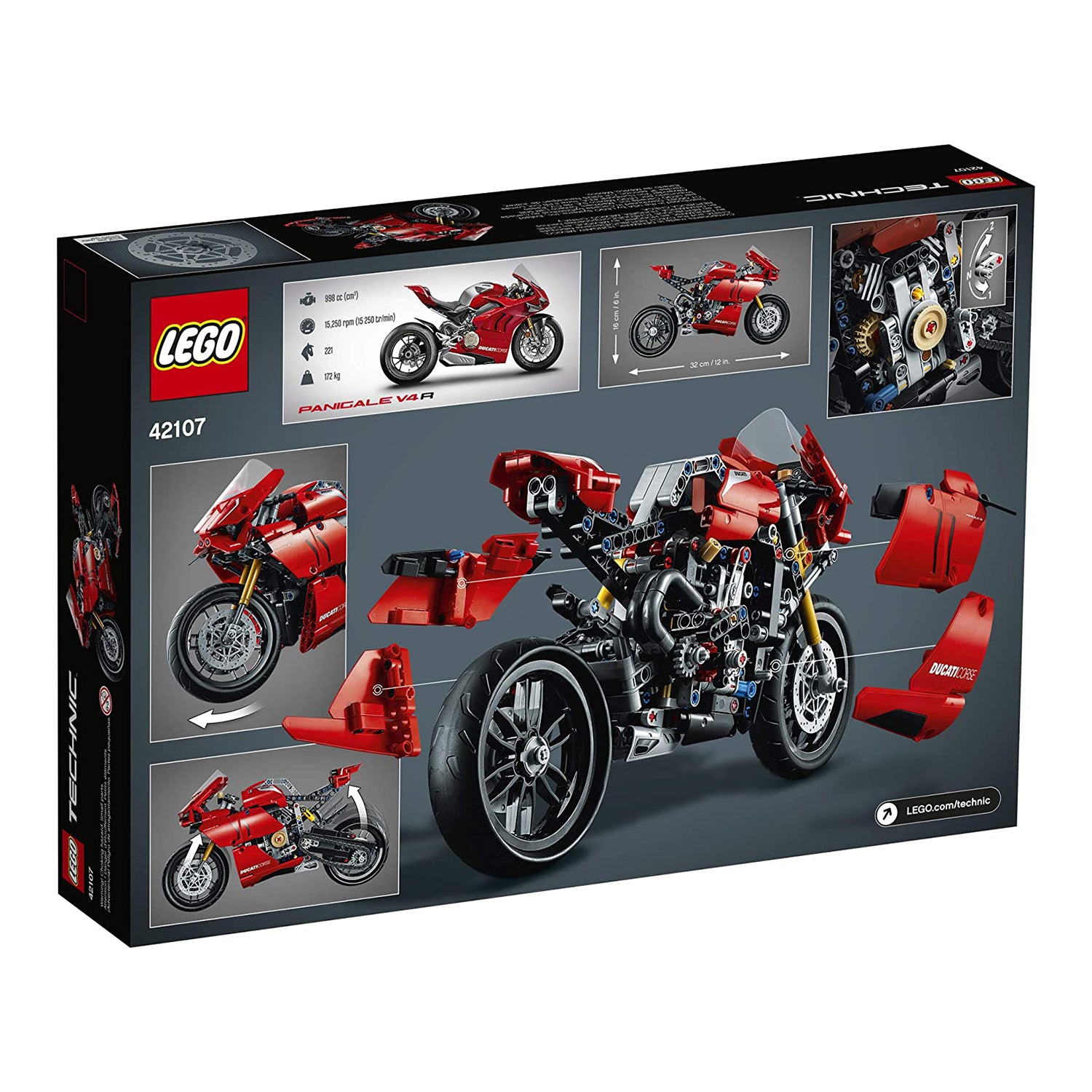 LEGO Technic 42107 Ducati Panigale V4 R 646 Piece Block Set Toy Model Motorcycle