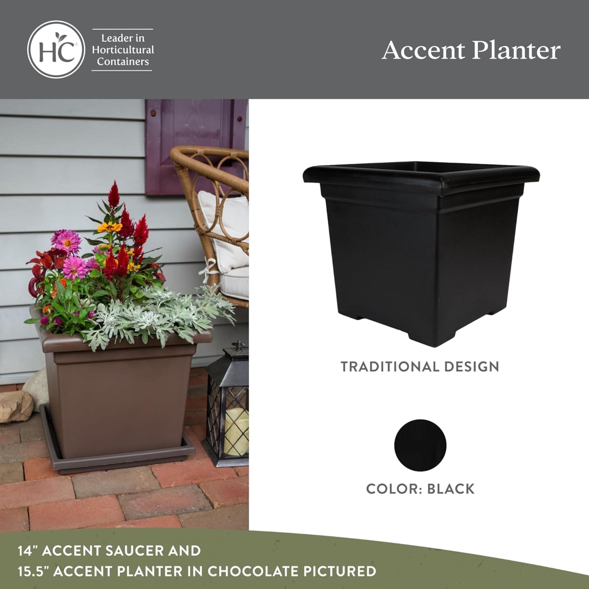 The HC Companies Accent Square Plastic Plant Pot with Drainage (Used)