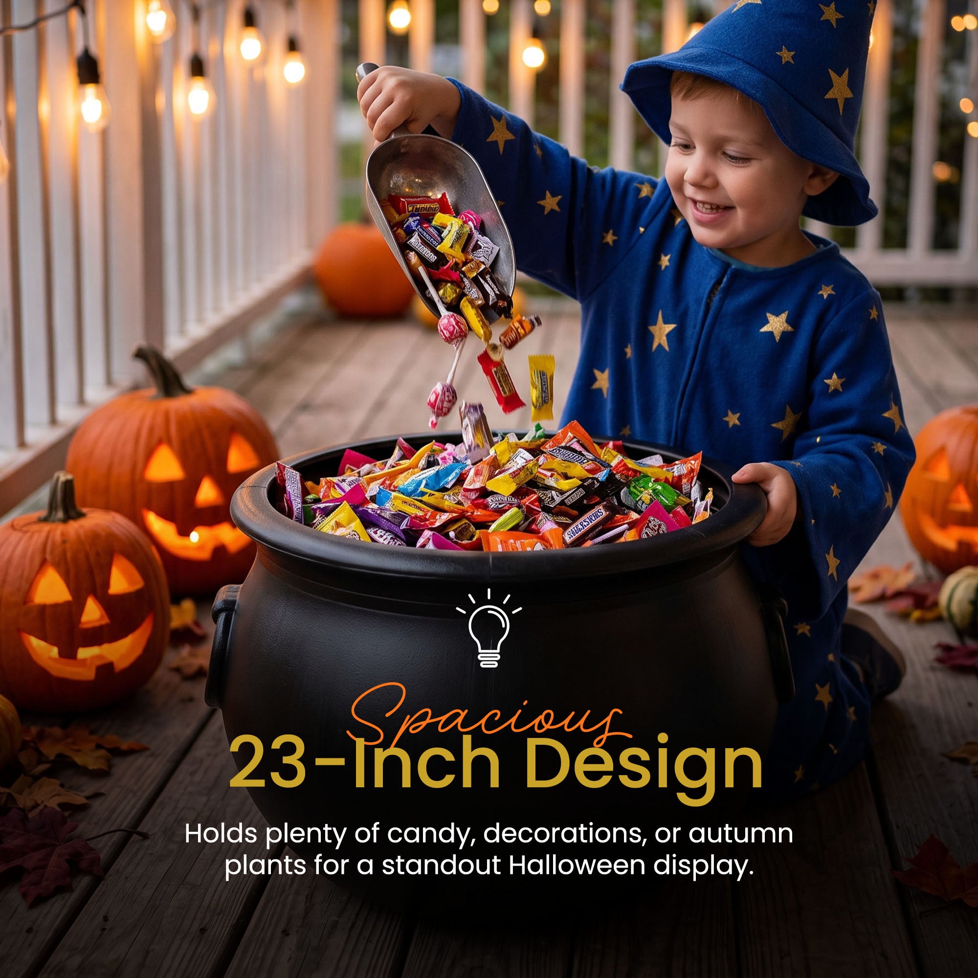 Union Products 55400 22 Inch Witch Cauldron Spooky Halloween Decoration, Black - VMInnovations