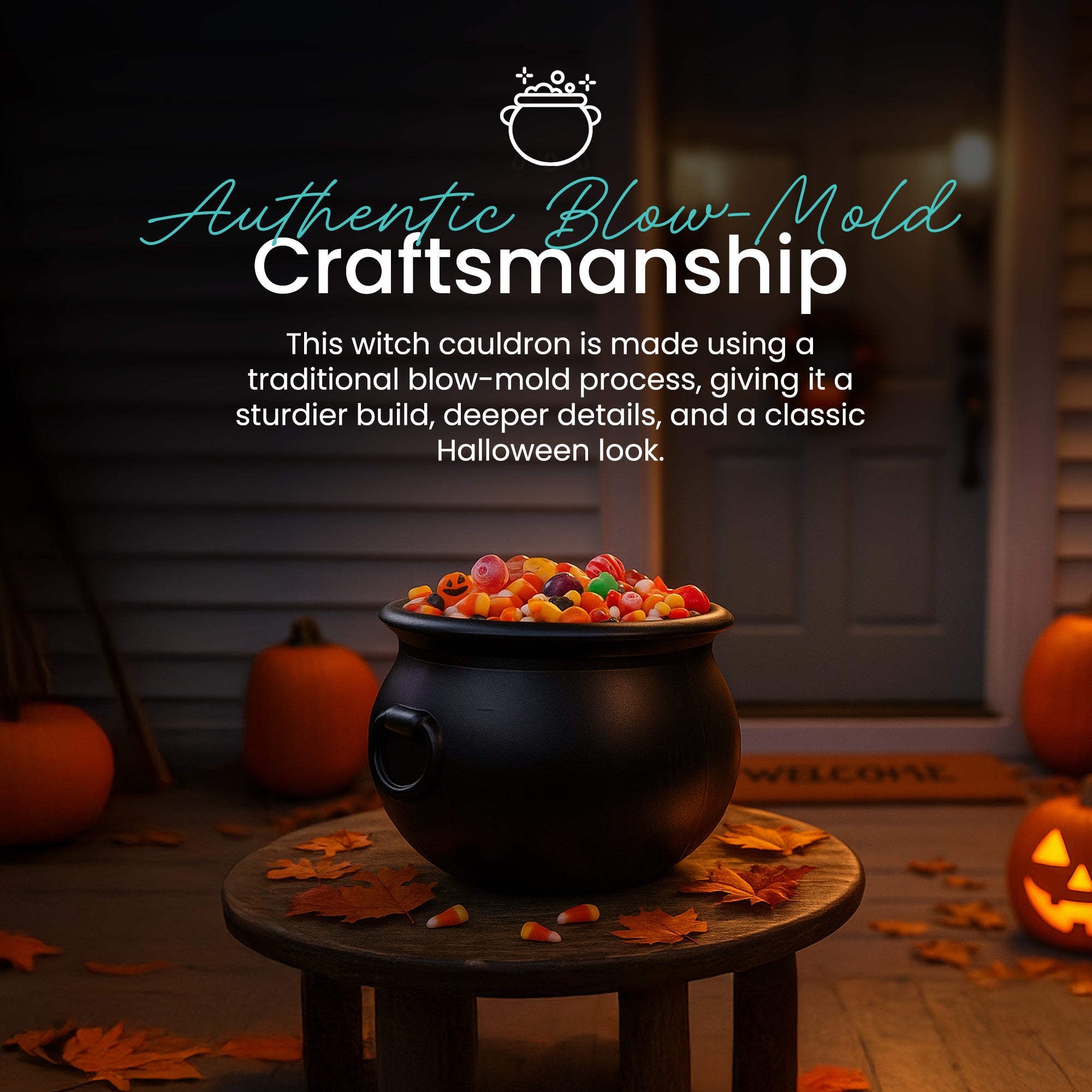 Union Products 55120 12" Witch Cauldron Spooky Halloween Decor, Black, 2 Pack - VMInnovations