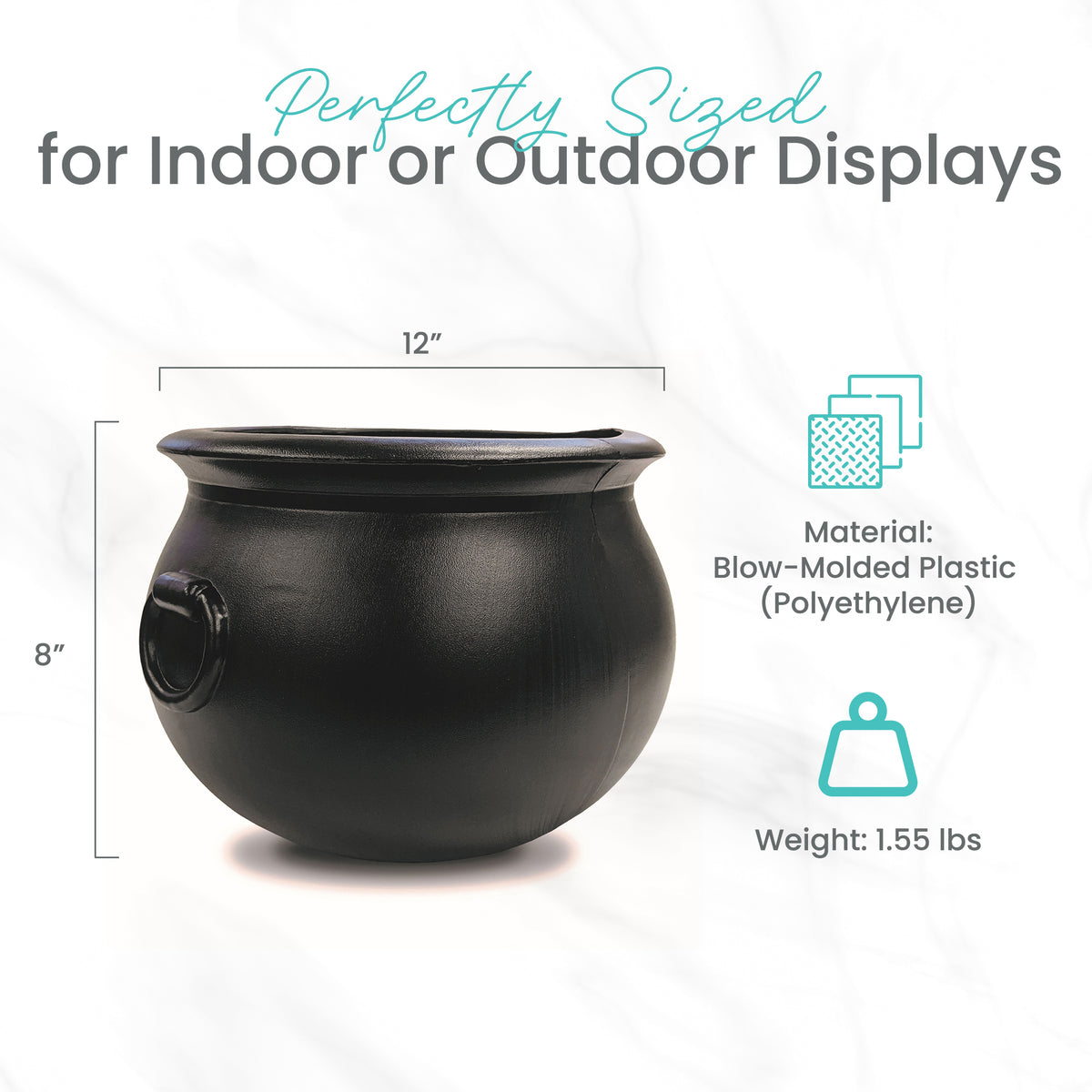 Union Products 55120 12" Witch Cauldron Spooky Halloween Decor, Black, 2 Pack