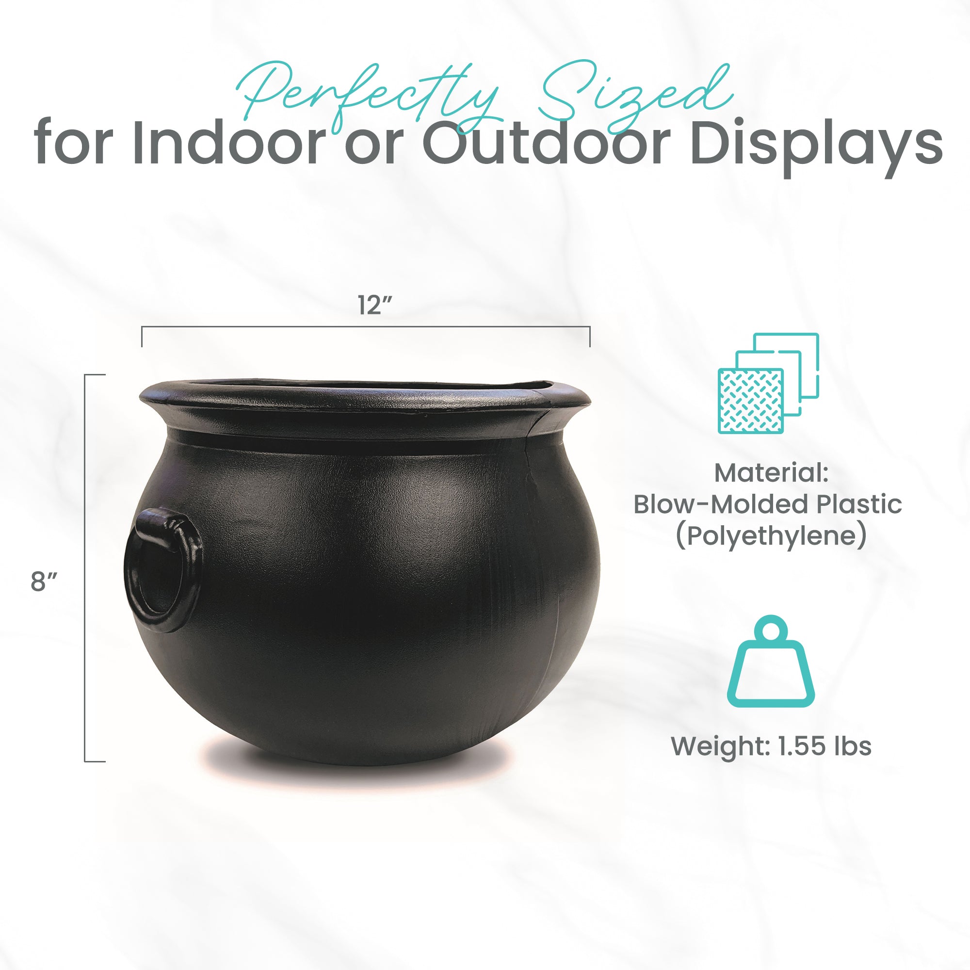 Union Products 55120 12" Witch Cauldron Spooky Halloween Decor, Black, 2 Pack