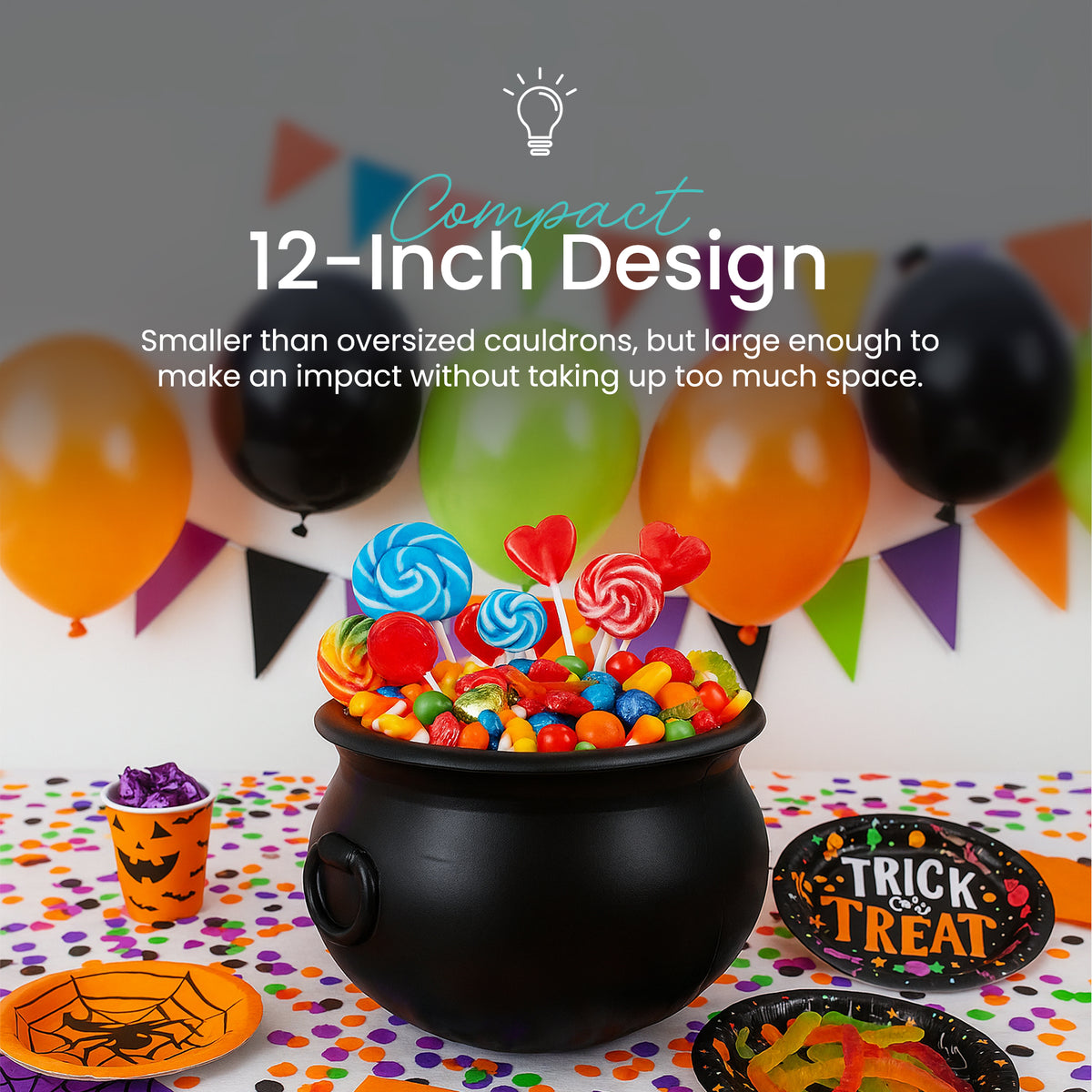 Union Products 55120 12" Witch Cauldron Spooky Halloween Decor, Black, 2 Pack