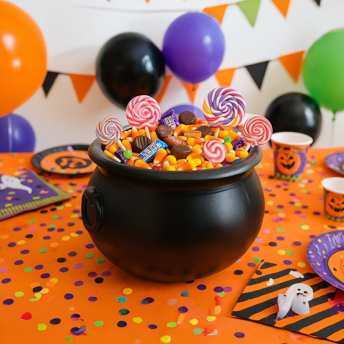 Union Products 55120 12" Witch Cauldron Spooky Halloween Decor, Black, 2 Pack - VMInnovations
