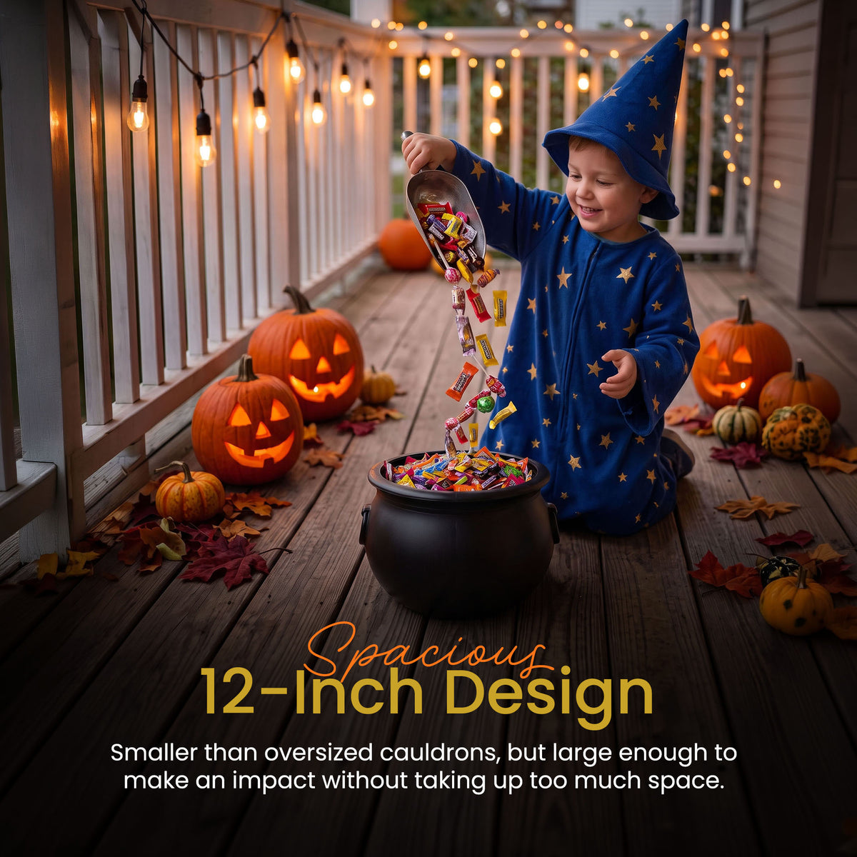 Union Products 55120 12 Inch Witch Cauldron Spooky Halloween Decoration, Black - VMInnovations