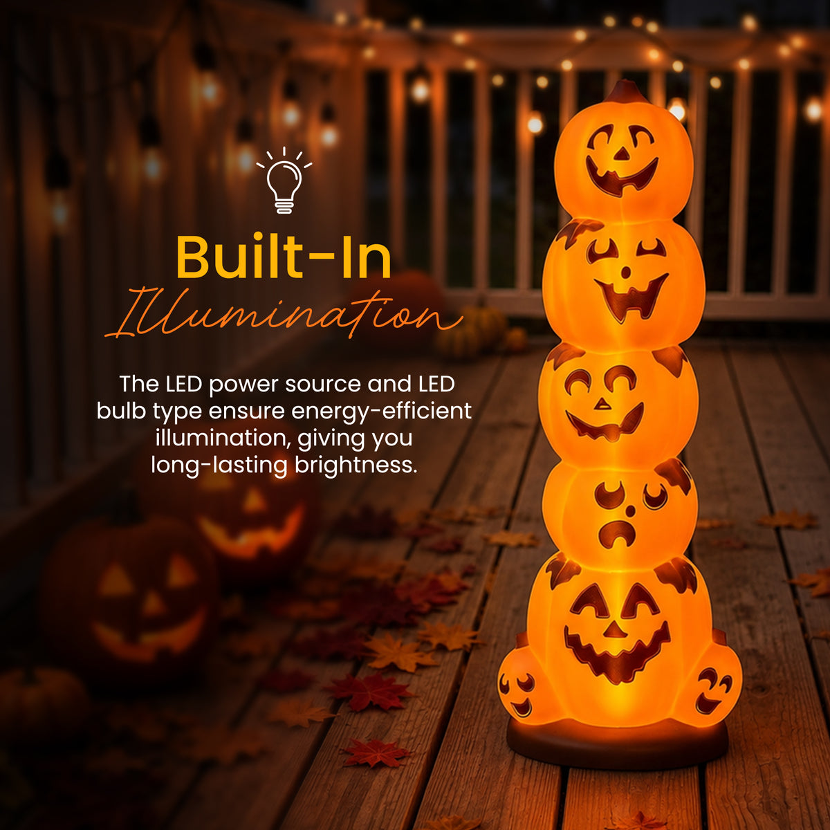 Union Products 55780 LED Pre-Lit Pumpkin Stack, Indoor/Outdoor Halloween Decor
