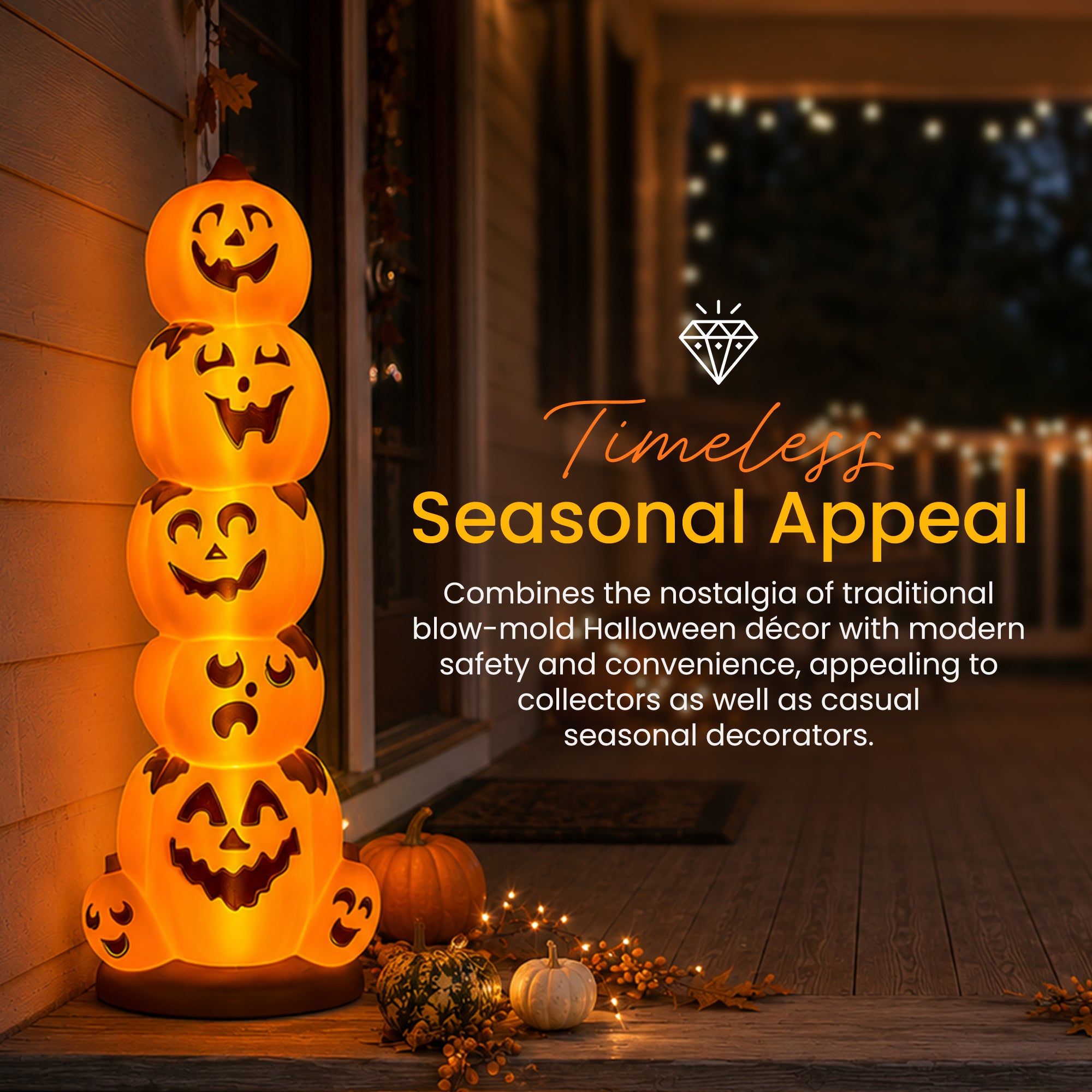 Union Products 55780 LED Pre-Lit Pumpkin Stack, Indoor/Outdoor Halloween Decor