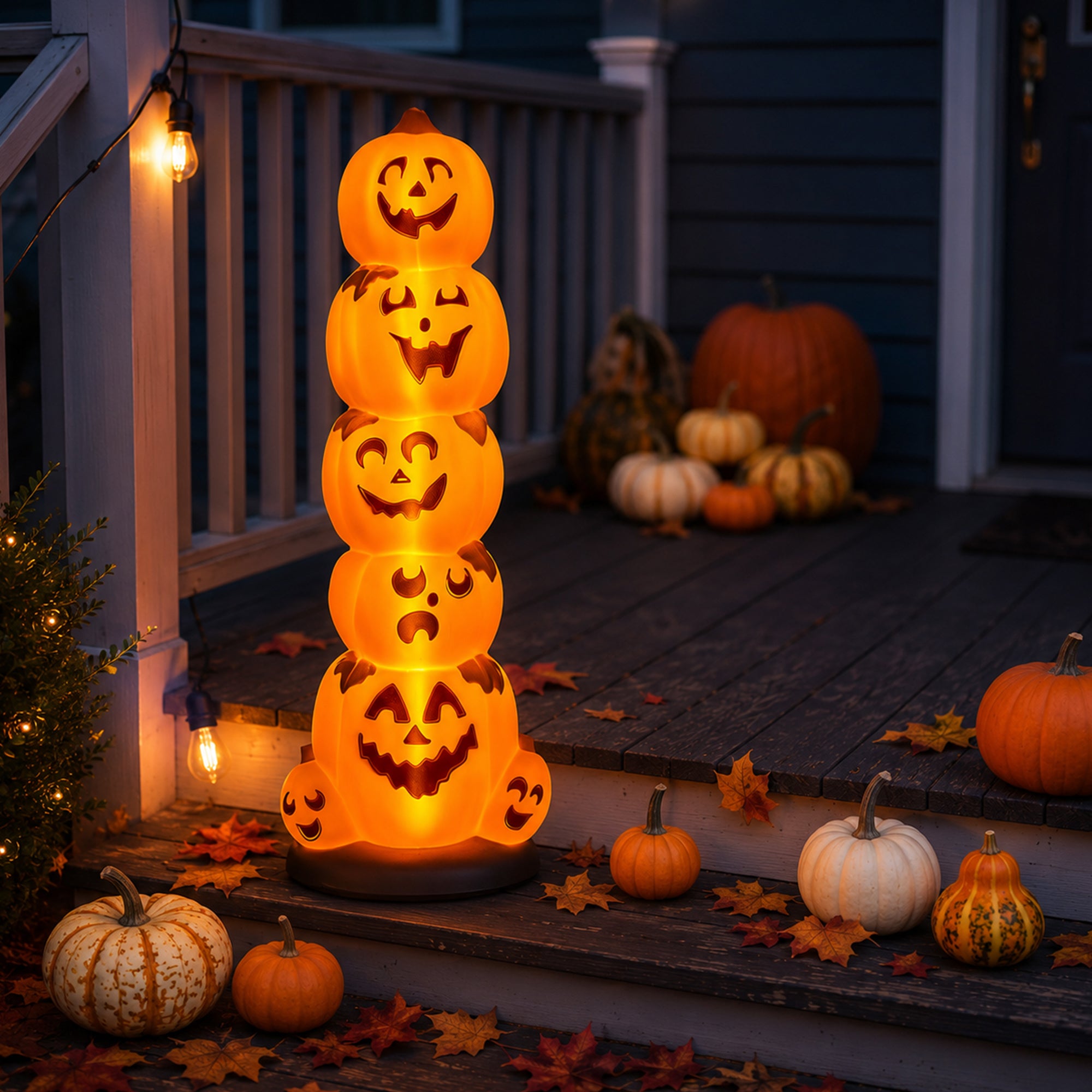 Union Products 55780 LED Pre-Lit Pumpkin Stack, Indoor/Outdoor Halloween Decor