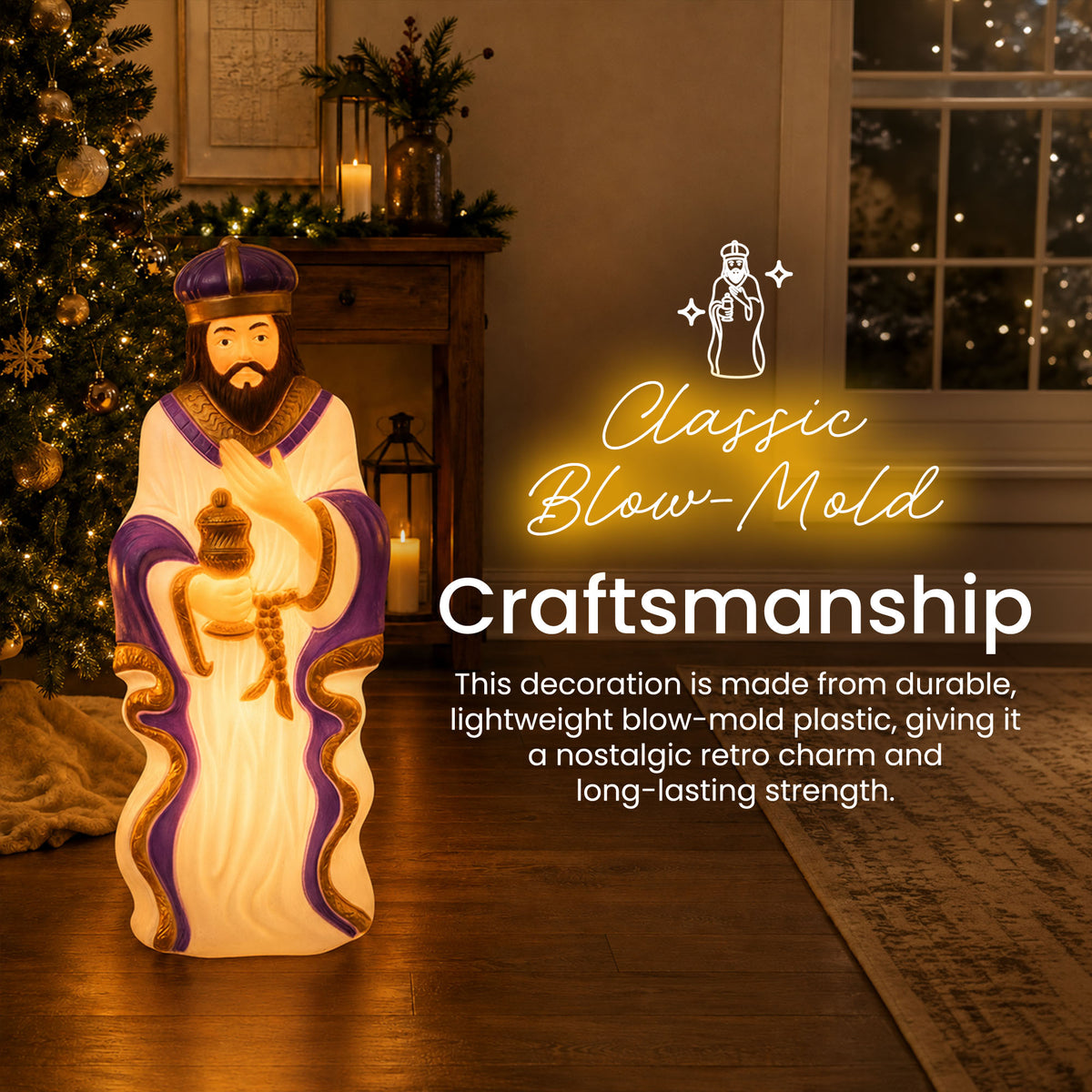 Union Products 74130 39" LED Wiseman #2 Blow Mold Lighted Christmas Decoration - VMInnovations