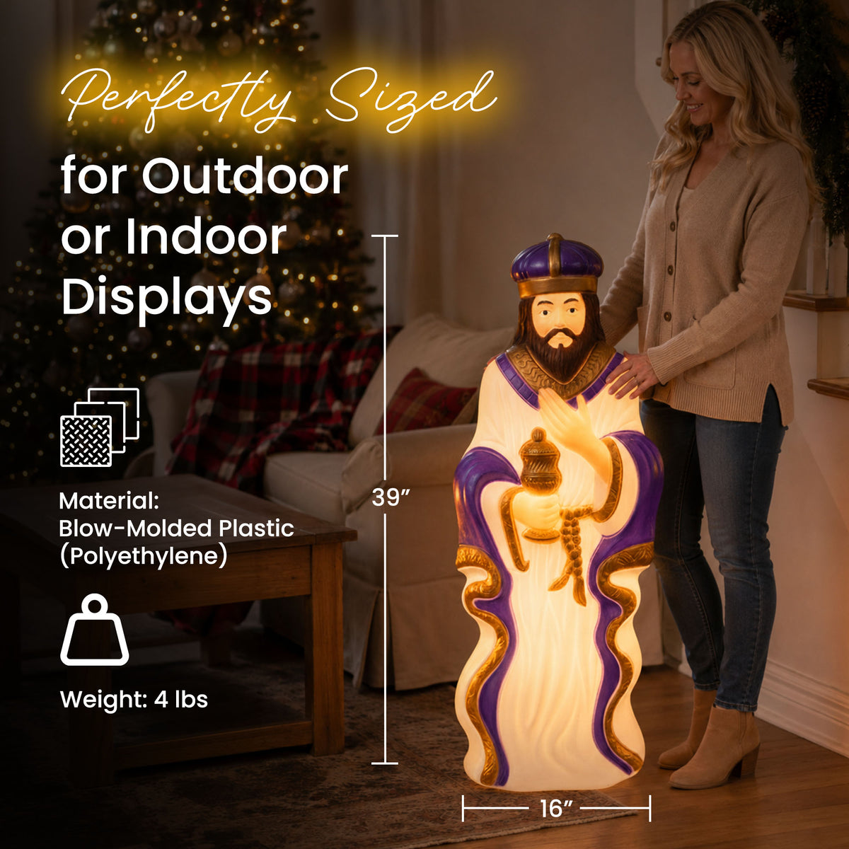Union Products 74130 39" LED Wiseman #2 Blow Mold Lighted Christmas Decoration - VMInnovations