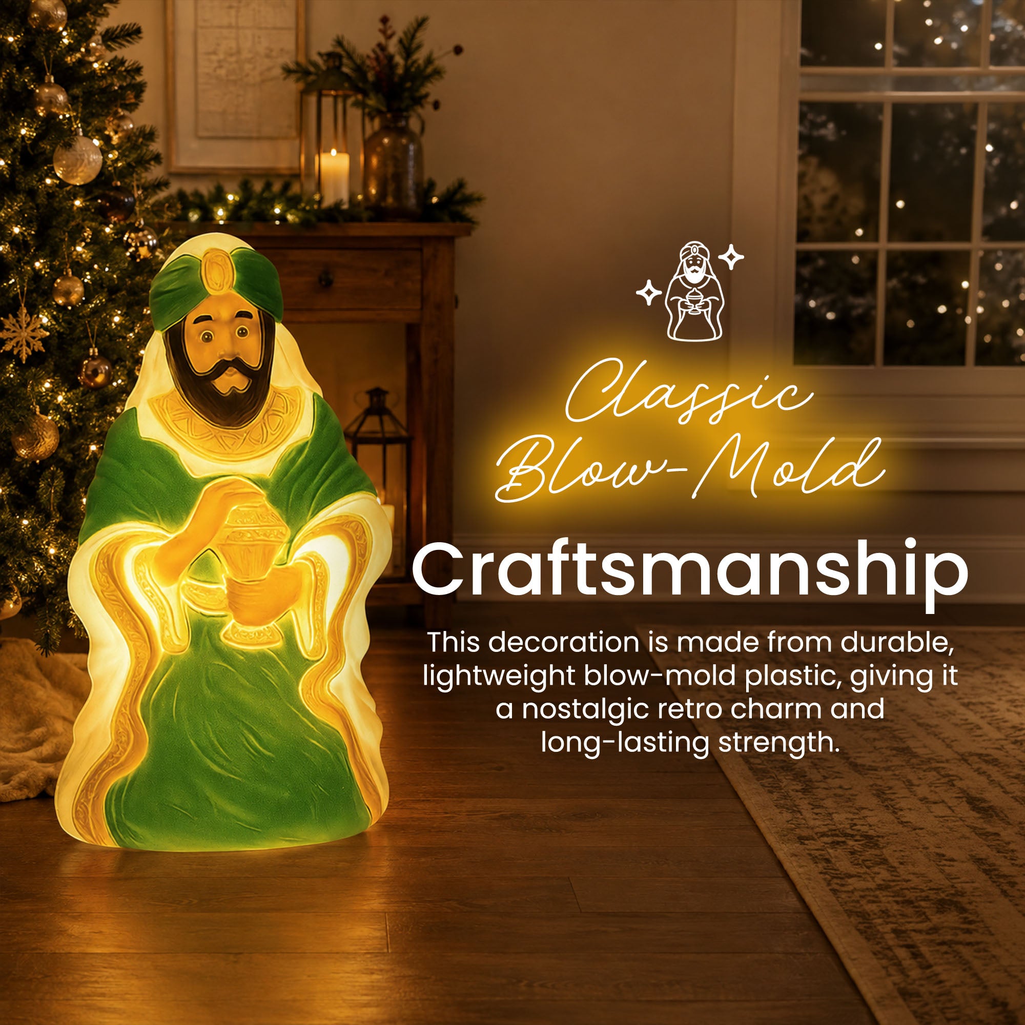 Union Products 74140 26" LED Wiseman #3 Blow Mold Lighted Christmas Decoration - VMInnovations