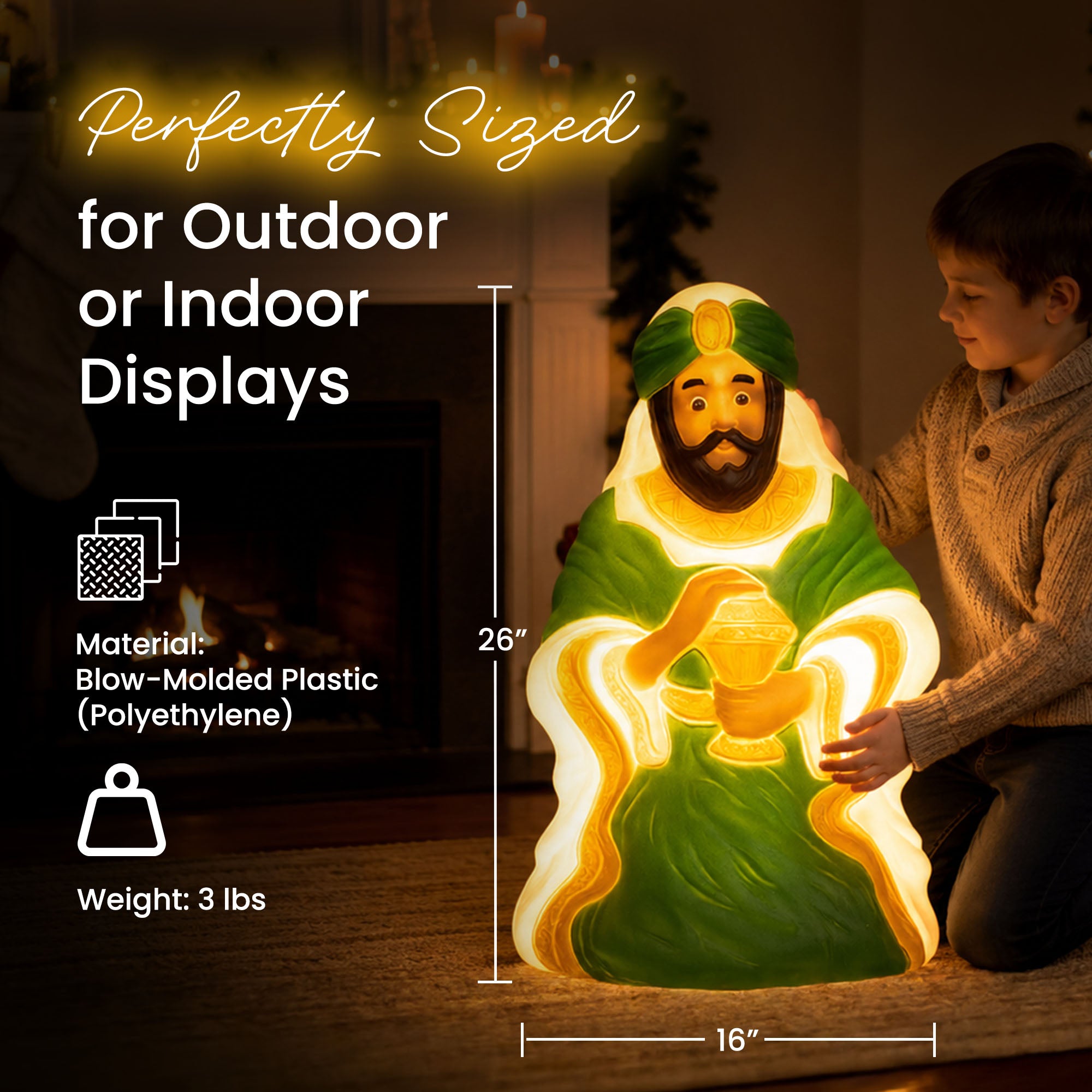 Union Products 74140 26" LED Wiseman #3 Blow Mold Lighted Christmas Decoration - VMInnovations