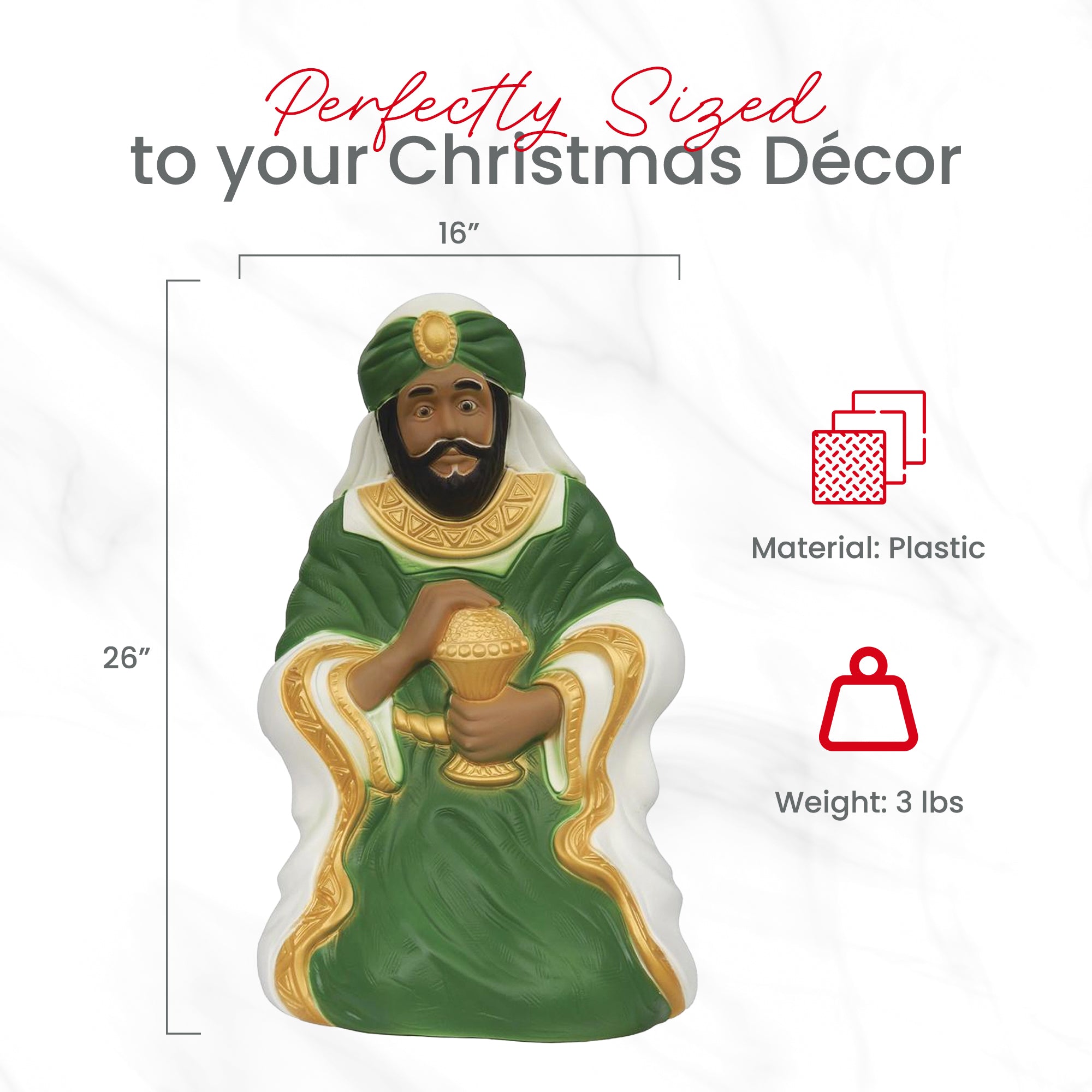 Union Products 74140 26" LED Wiseman #3 Blow Mold Lighted Christmas Decoration - VMInnovations