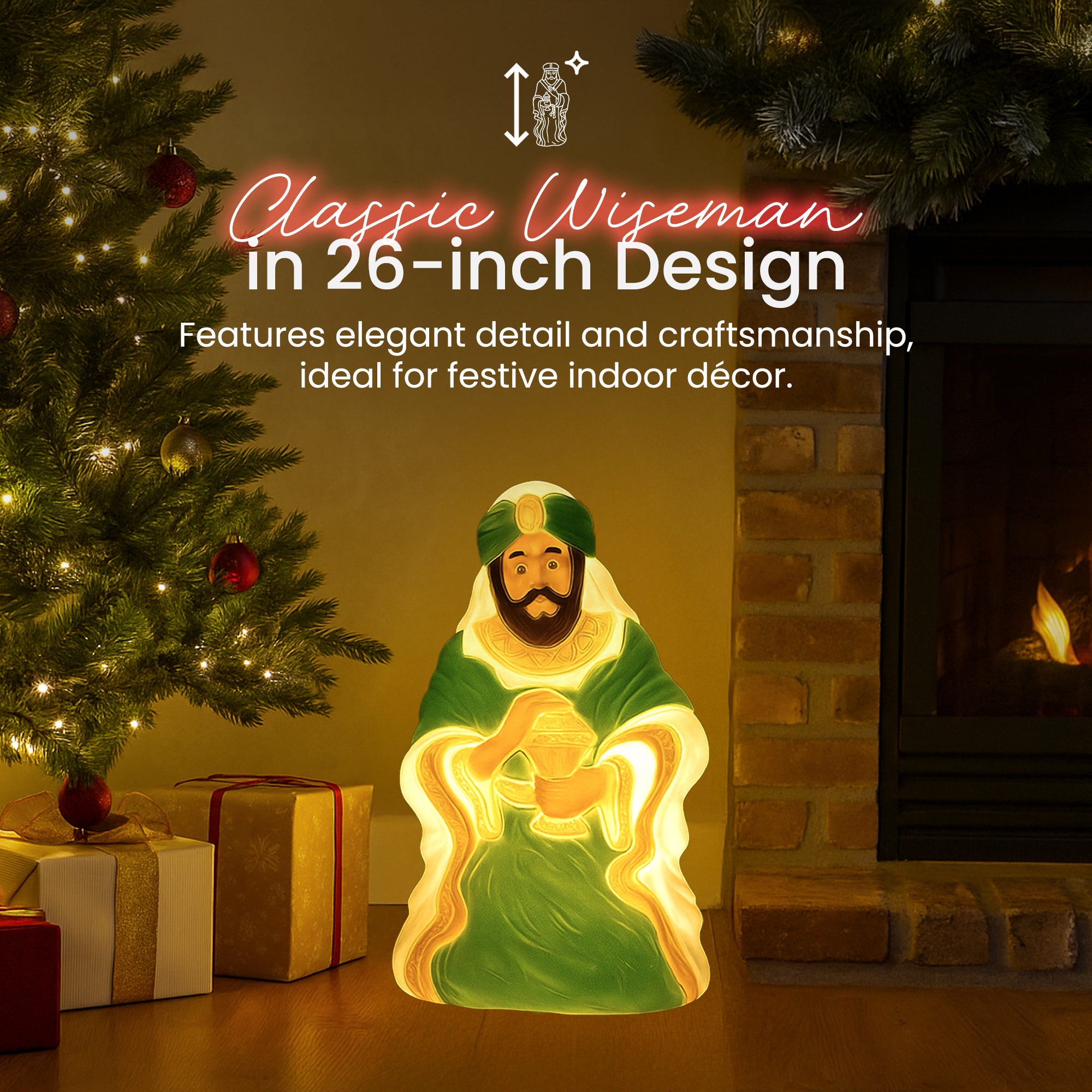 Union Products 74140 26" LED Wiseman #3 Blow Mold Lighted Christmas Decoration - VMInnovations