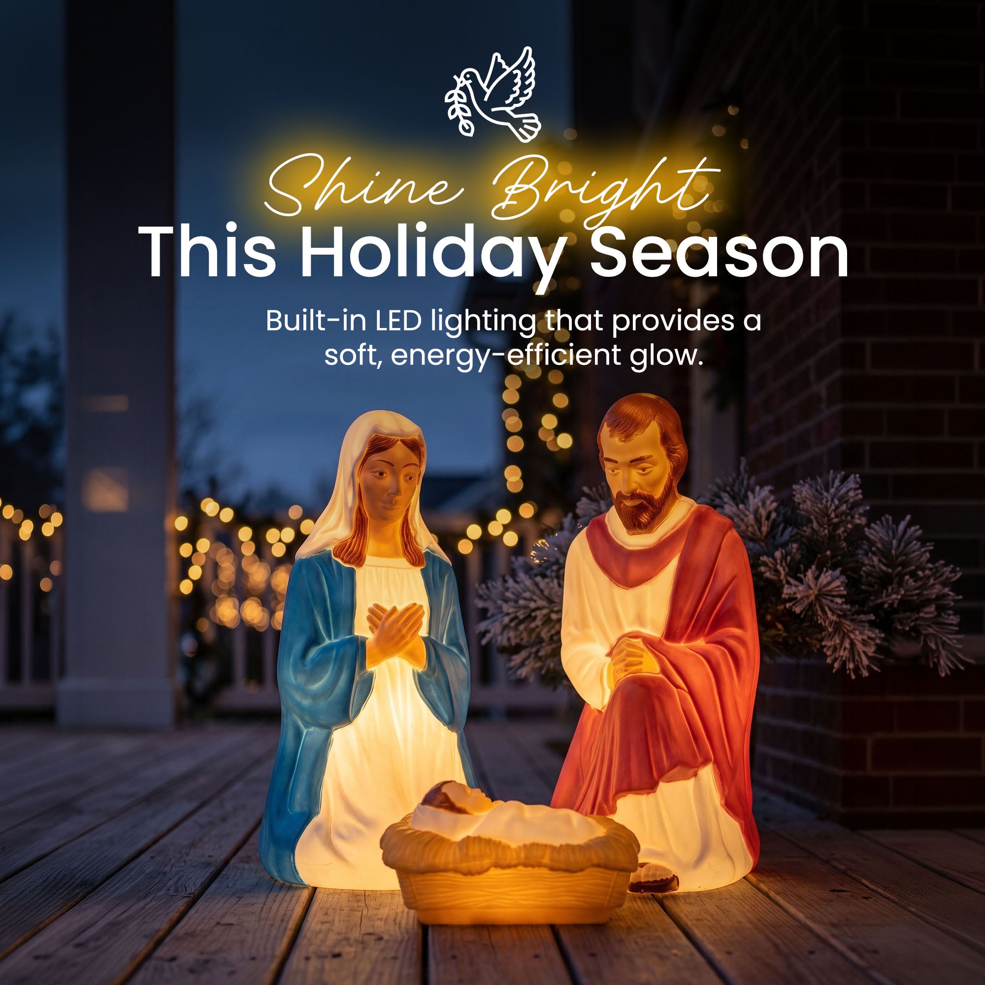 Union Products 74150 LED Nativity Set Blow Mold Outdoor Christmas Decoration - VMInnovations