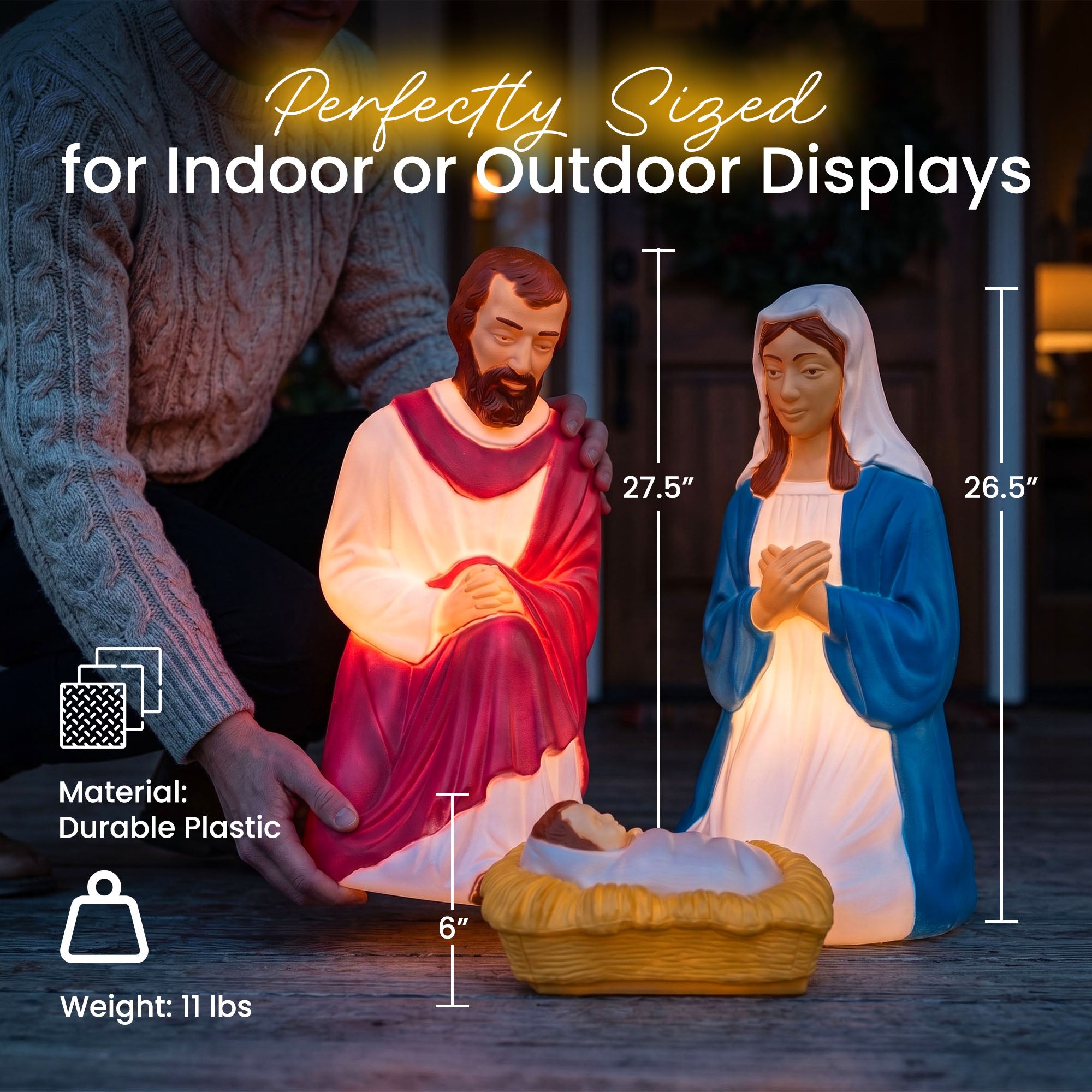 Union Products 74150 LED Nativity Set Blow Mold Outdoor Christmas Decoration - VMInnovations