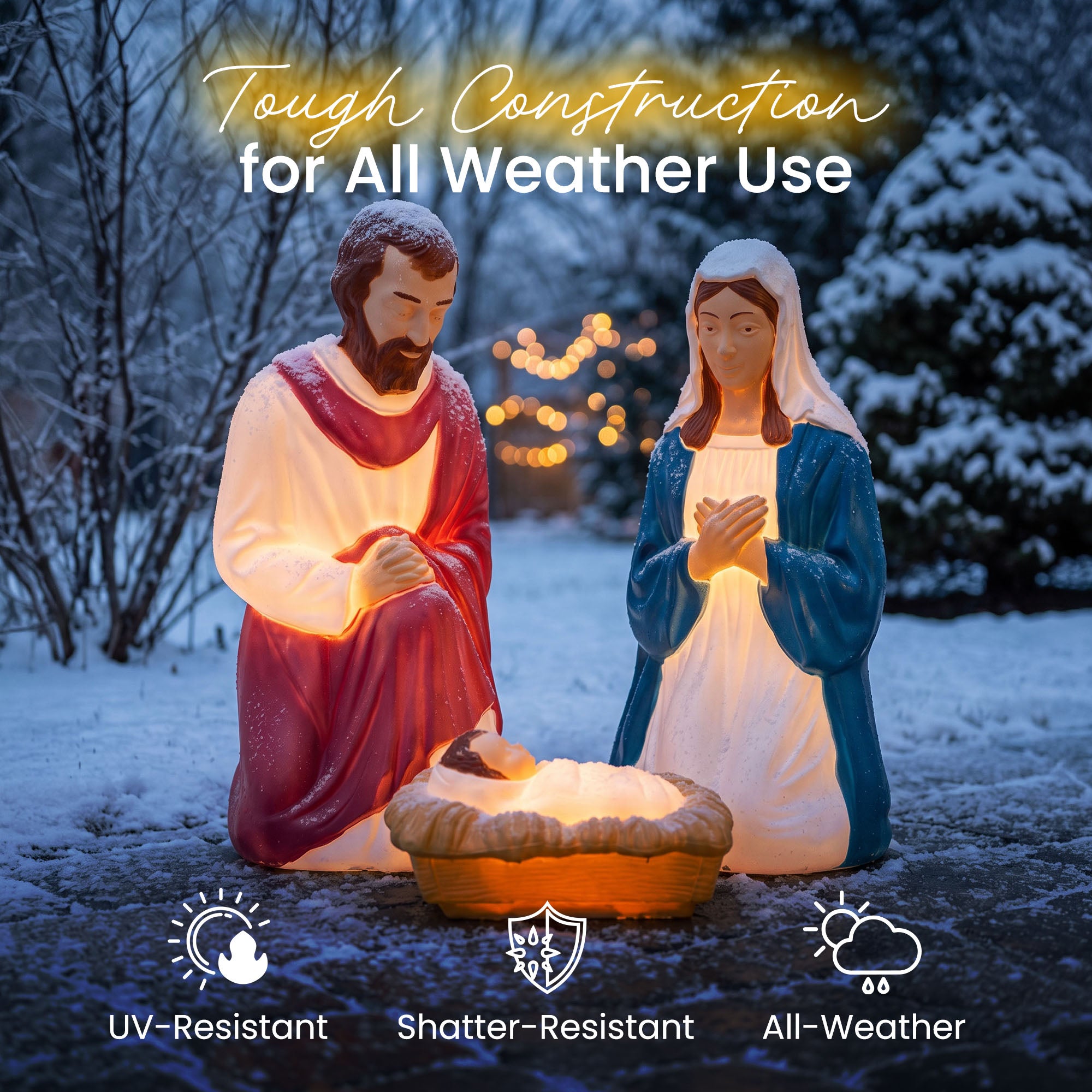 Union Products 74150 LED Nativity Set Blow Mold Outdoor Christmas Decoration - VMInnovations