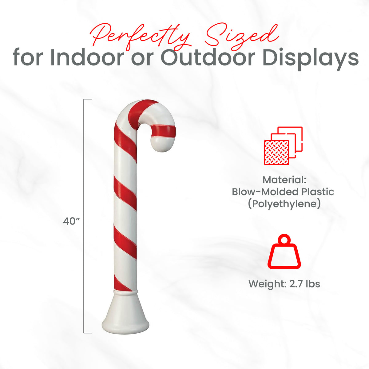 Union Products 40" Candy Cane Outdoor Holiday Decor, Light Yard Ornament, 2 Pack - VMInnovations