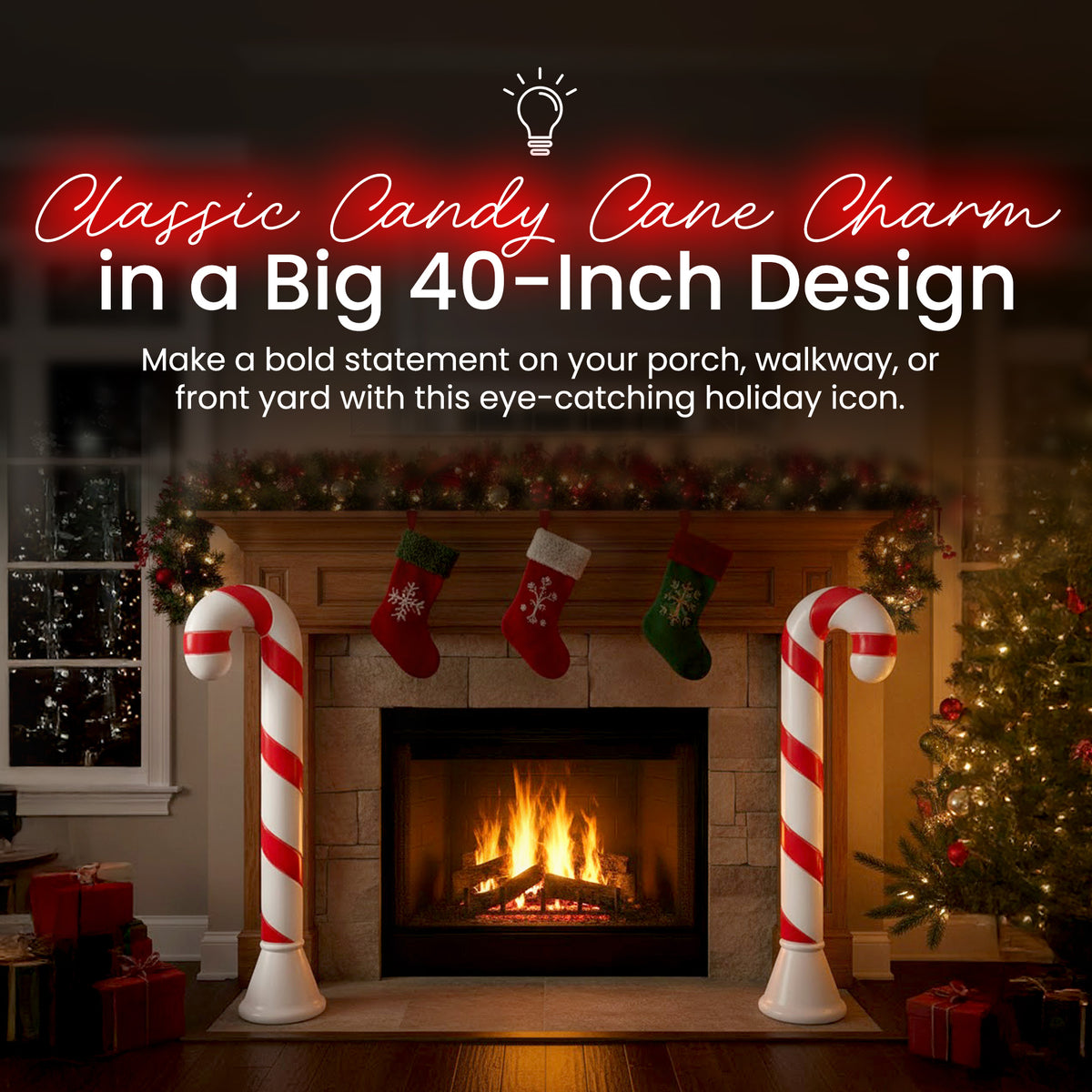 Union Products 40" Candy Cane Outdoor Holiday Decor, Light Yard Ornament, 2 Pack - VMInnovations