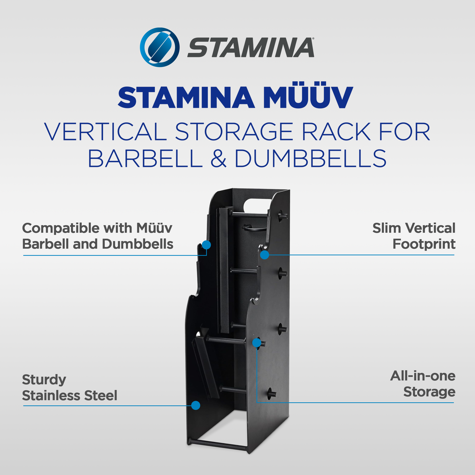Stamina müüv Vertical Storage Rack for Barbell & Dumbbells, (Storage Rack Only) - VMInnovations
