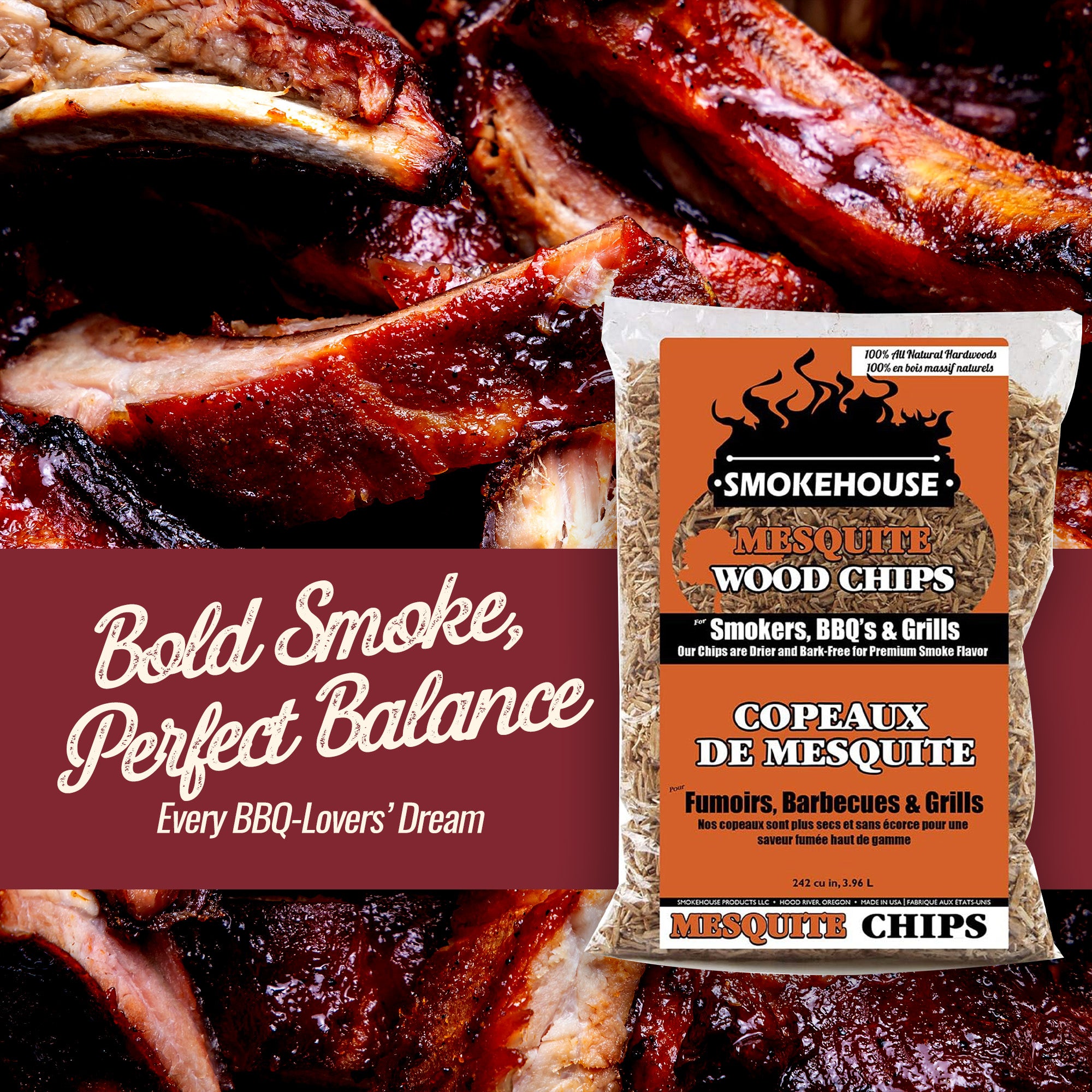 Smokehouse Mesquite Fine Wood Chips, All Natural Premium Smoke Flavor, 12pack - VMInnovations