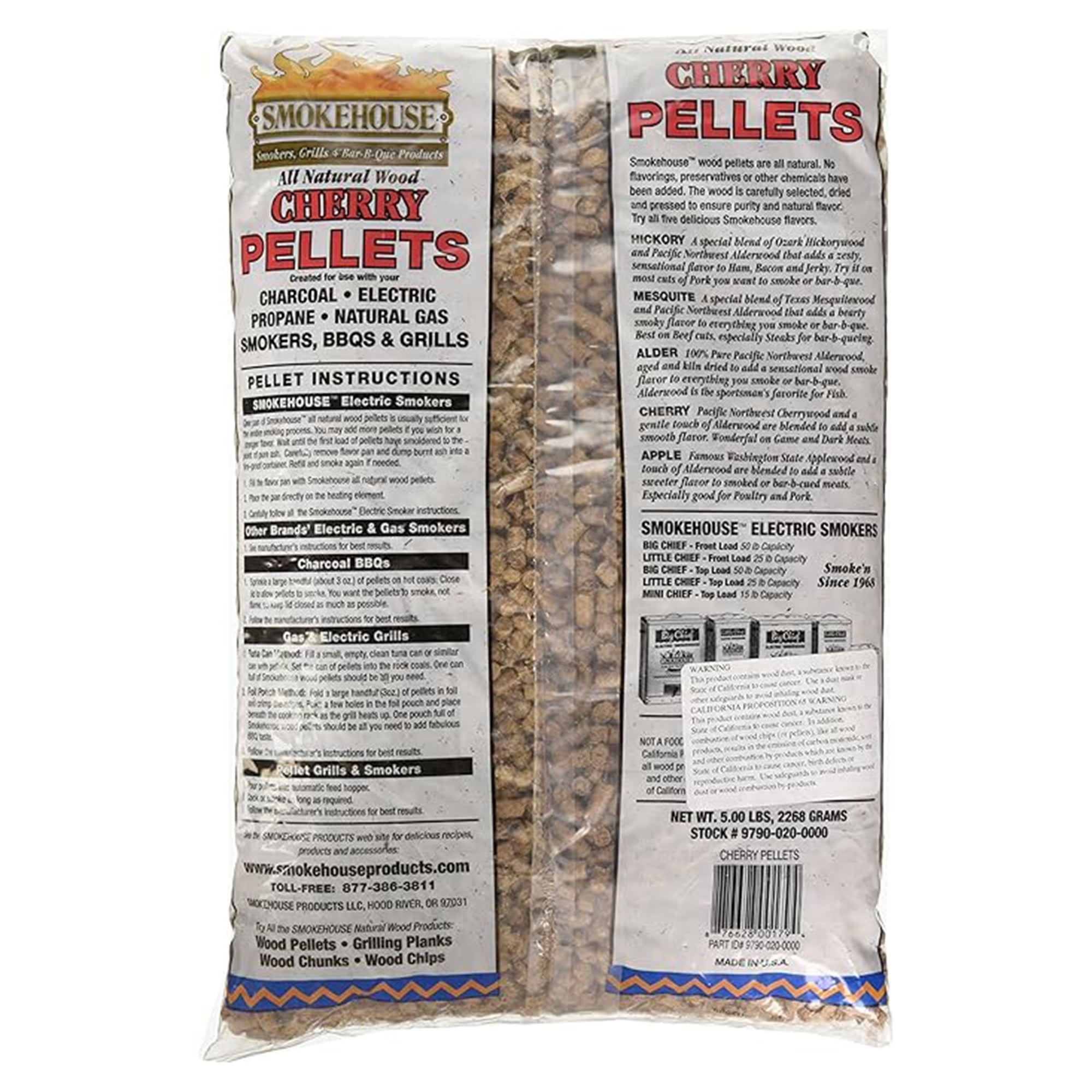 Smokehouse Cherry Wood Pellets, All Natural for Premium Smoke Flavor, 5 Pounds - VMInnovations