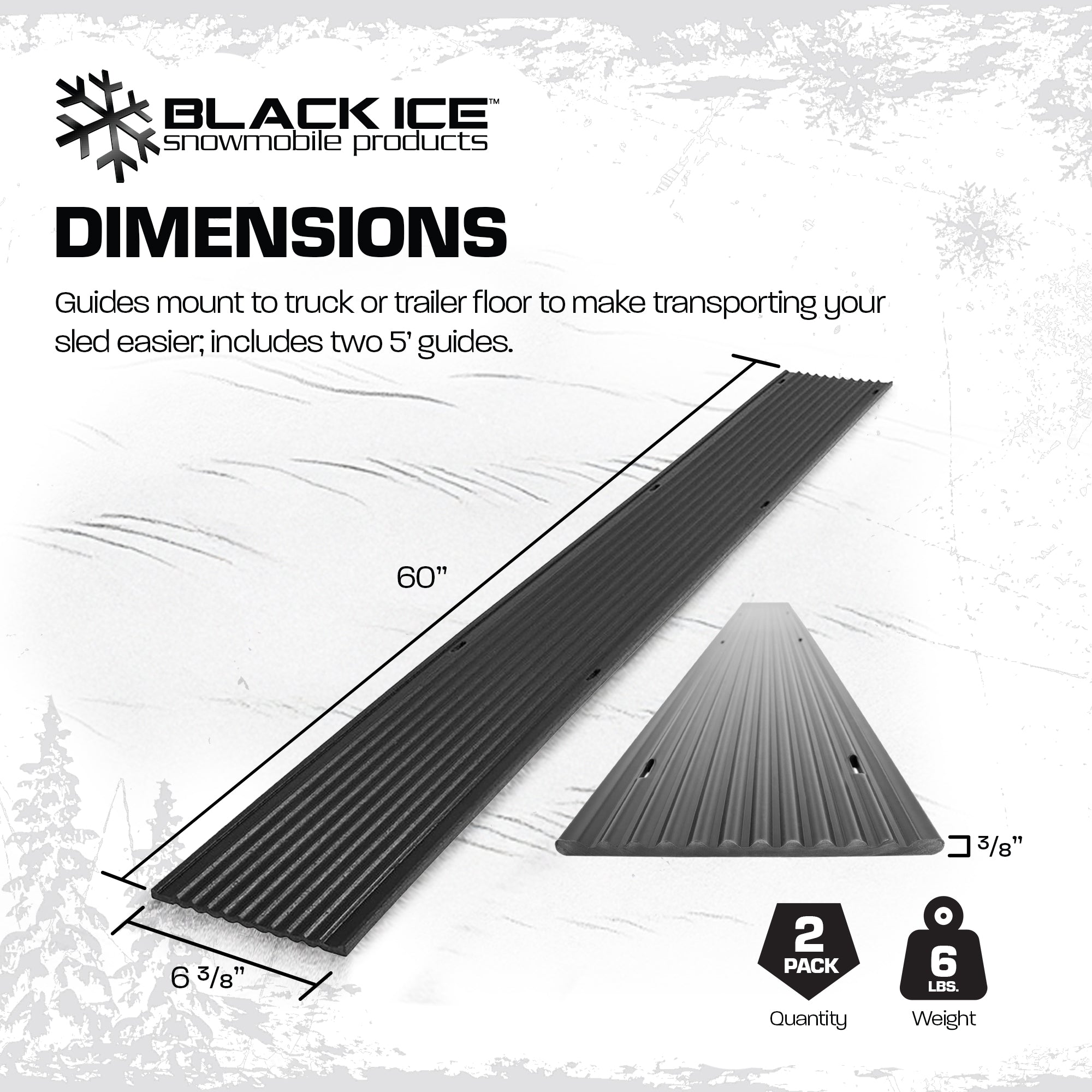 Black Ice 2 Pack 5-Foot Snowmobile Trailer Ski Guides for Friction-Free Loading - VMInnovations