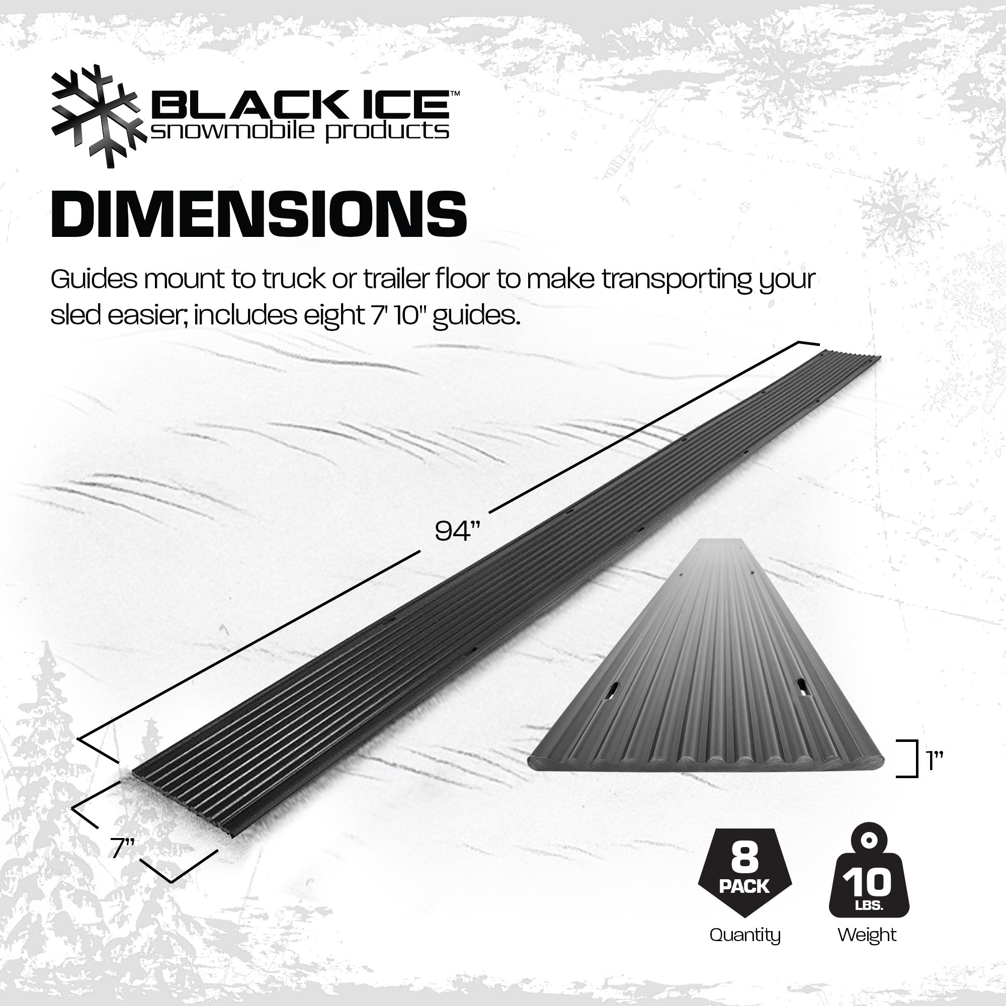 Black Ice 8pk 7' 10" Snowmobile Ski Guides for Friction-Free Loading (Open Box) - VMInnovations